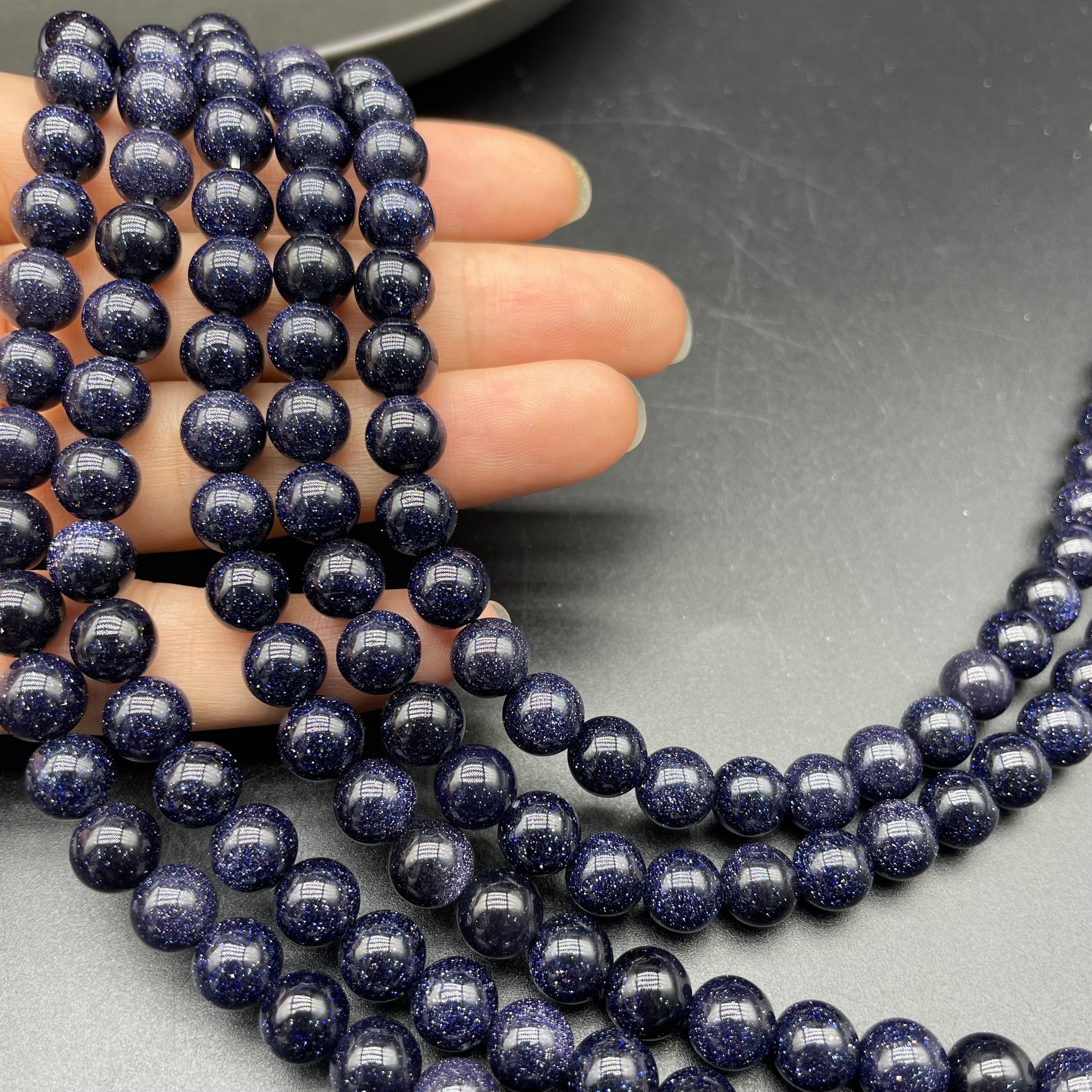 Blue Sandstone Beads Strands Loose Beads Jewelry DIY Bracelets