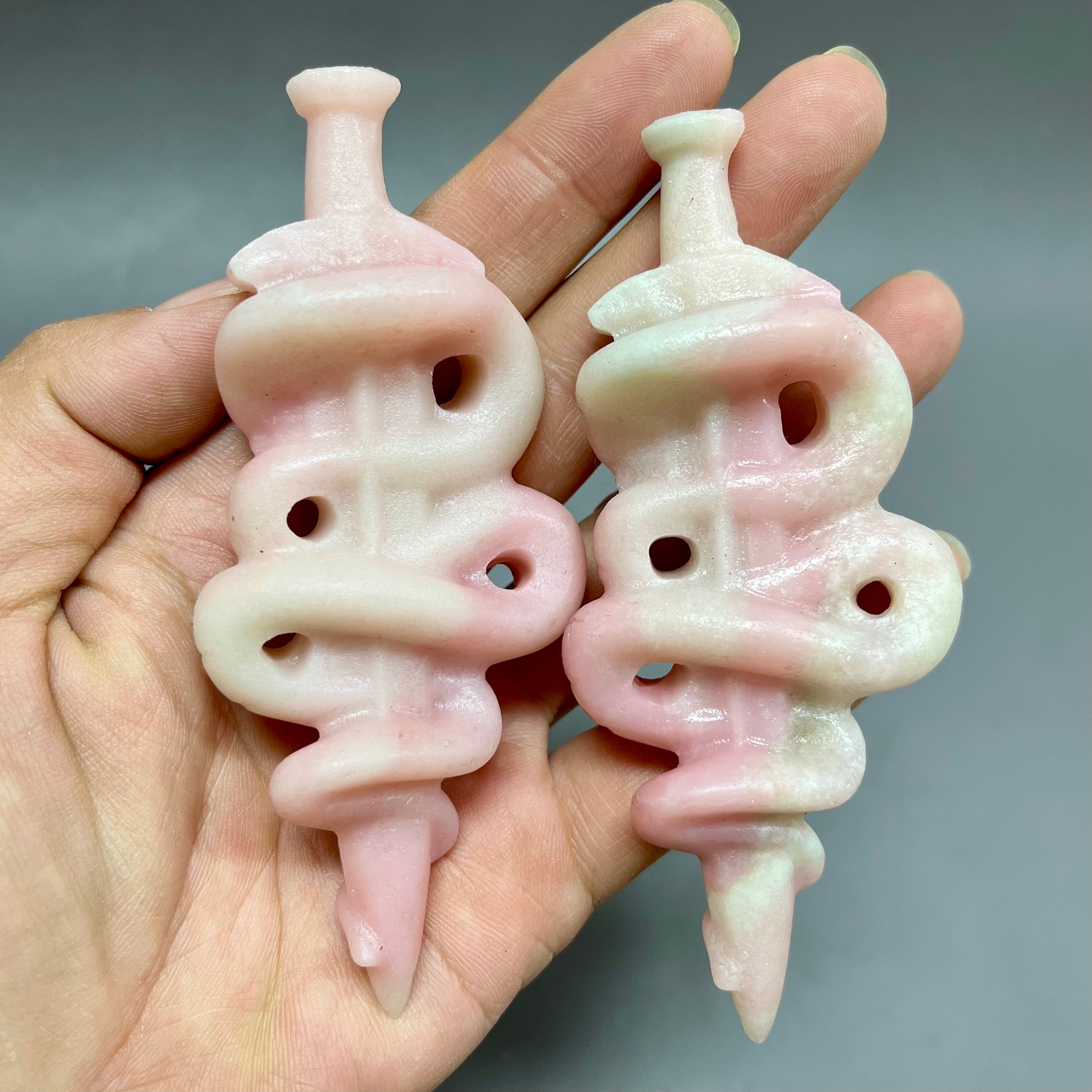 Natural Pink Opal Snake Wrapping Sword Carving Decor Wholesale