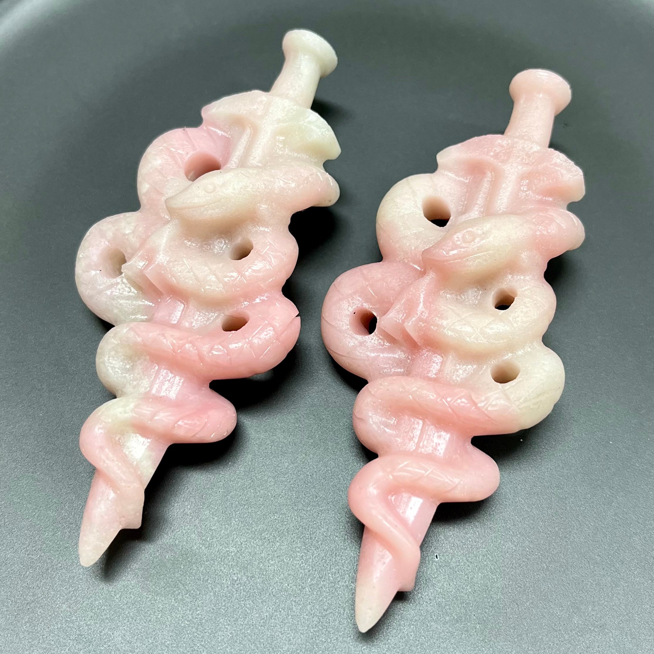 Natural Pink Opal Snake Wrapping Sword Carving Decor Wholesale