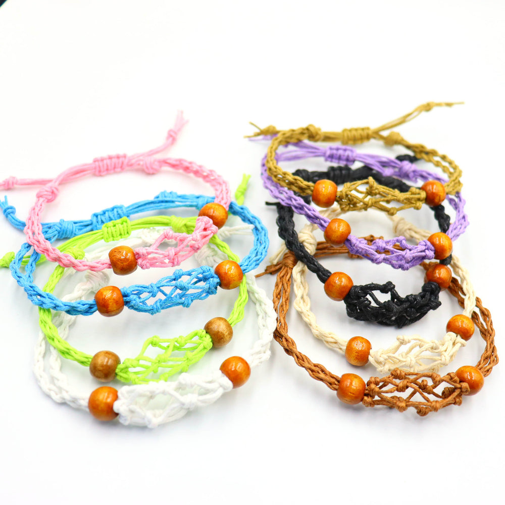 Handmade Knitted Crystal Net Holder Bracelet Adjustable Chord Chain