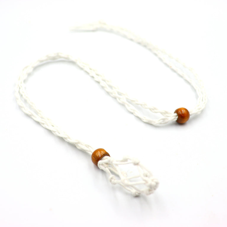 Handmade Knitted Crystal Net Holder Necklace Adjasutable Chord Chain