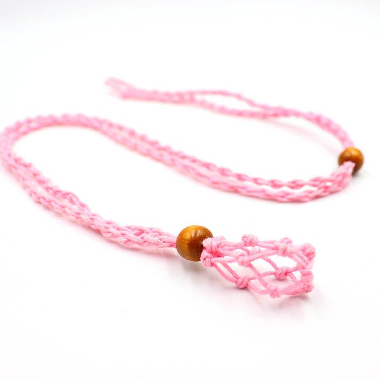 Handmade Knitted Crystal Net Holder Necklace Adjasutable Chord Chain