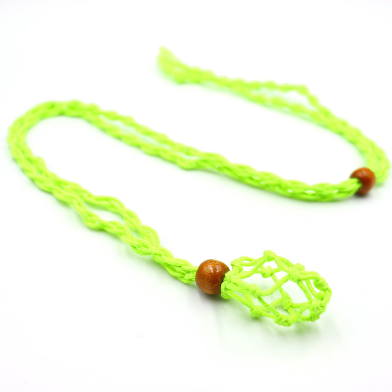 Handmade Knitted Crystal Net Holder Necklace Adjasutable Chord Chain