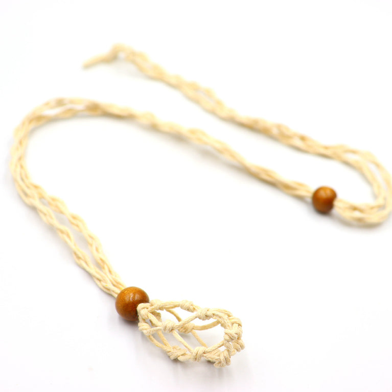 Handmade Knitted Crystal Net Holder Necklace Adjasutable Chord Chain