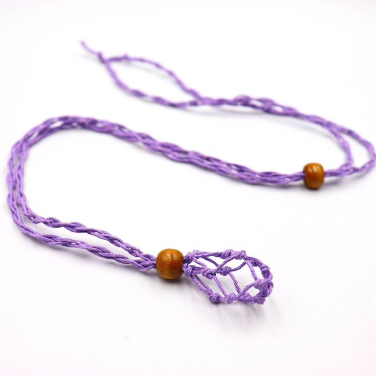 Handmade Knitted Crystal Net Holder Necklace Adjasutable Chord Chain