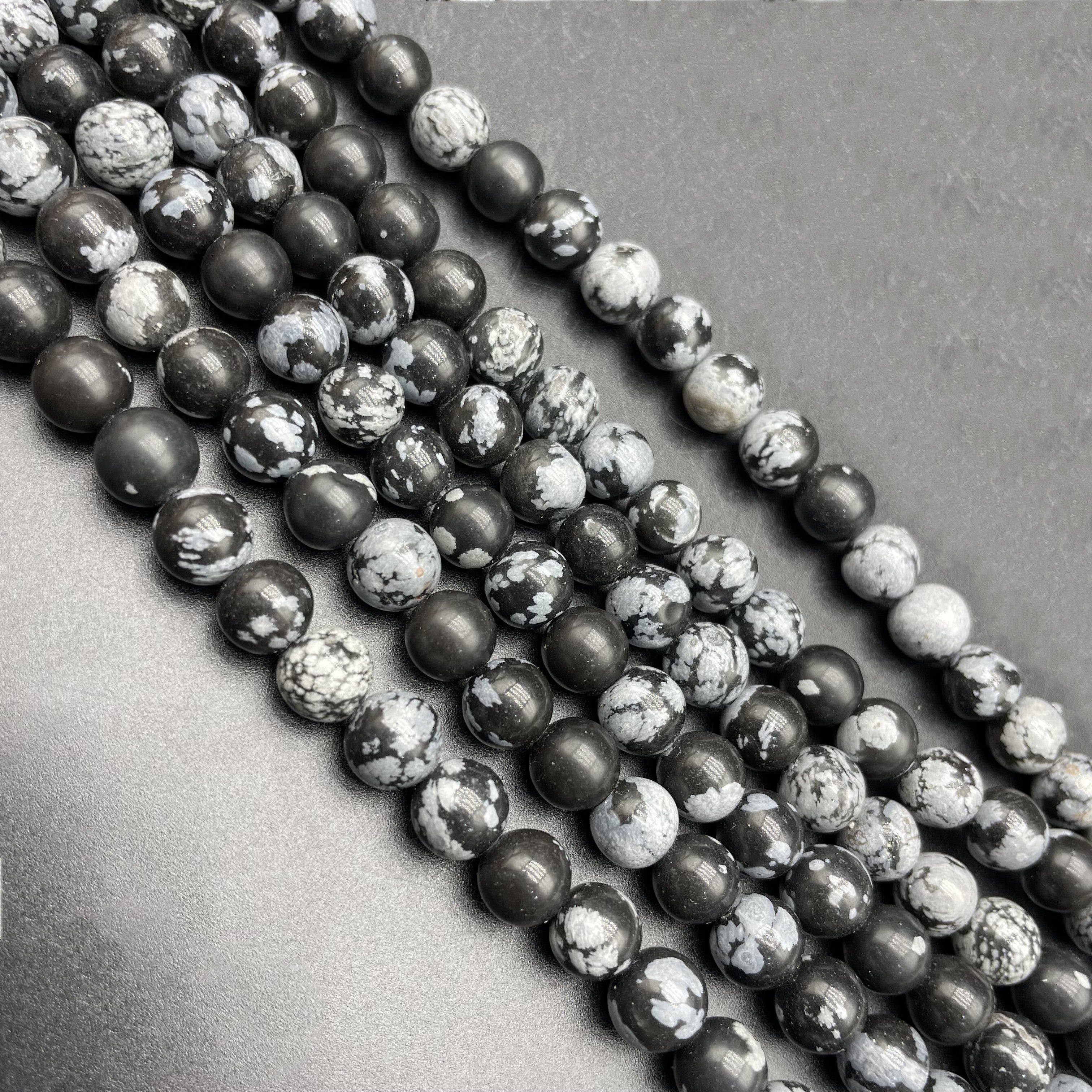 Snowflakes Obsidian Beads Strands Loose Beads Jewelry DIY Bracelets