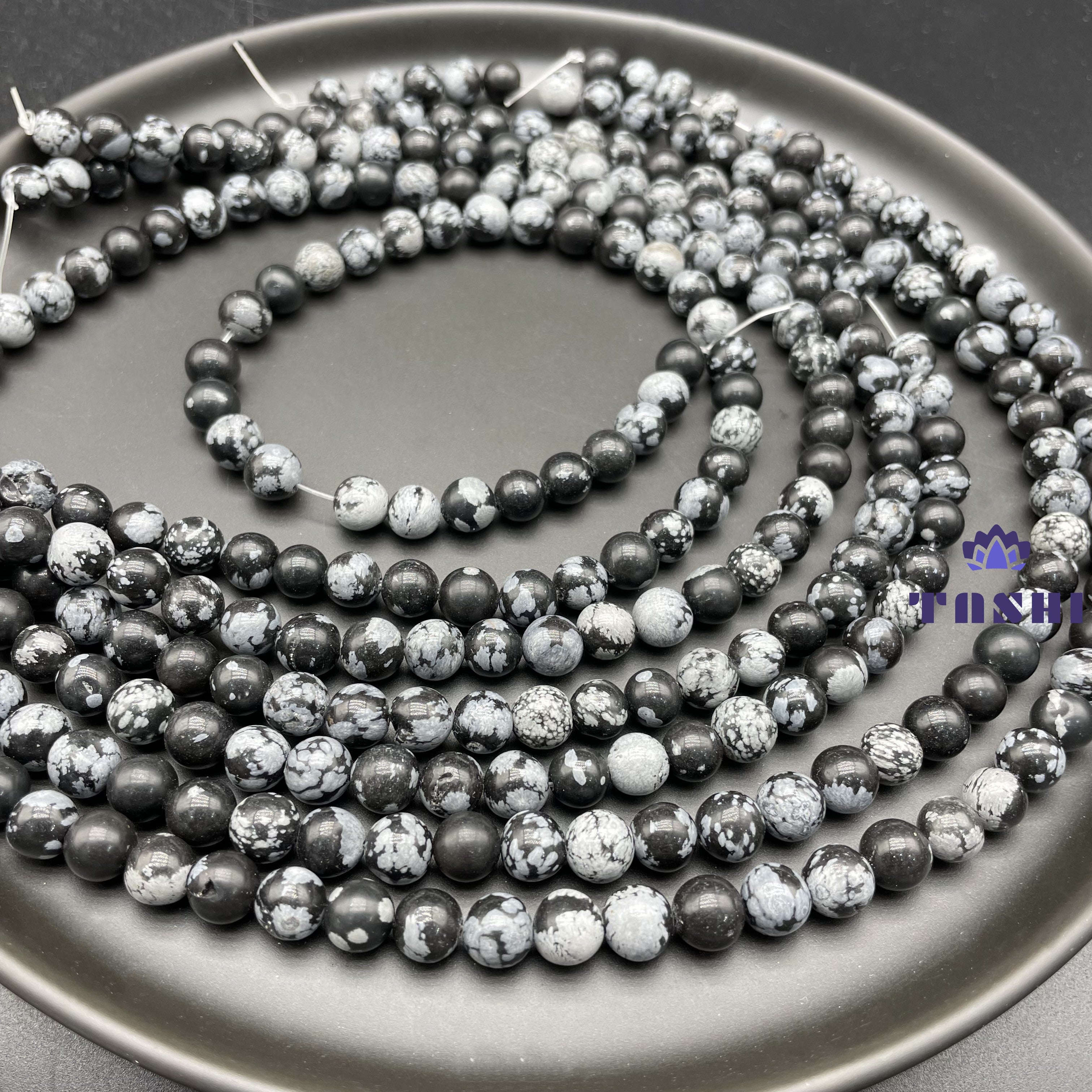 Snowflakes Obsidian Beads Strands Loose Beads Jewelry DIY Bracelets