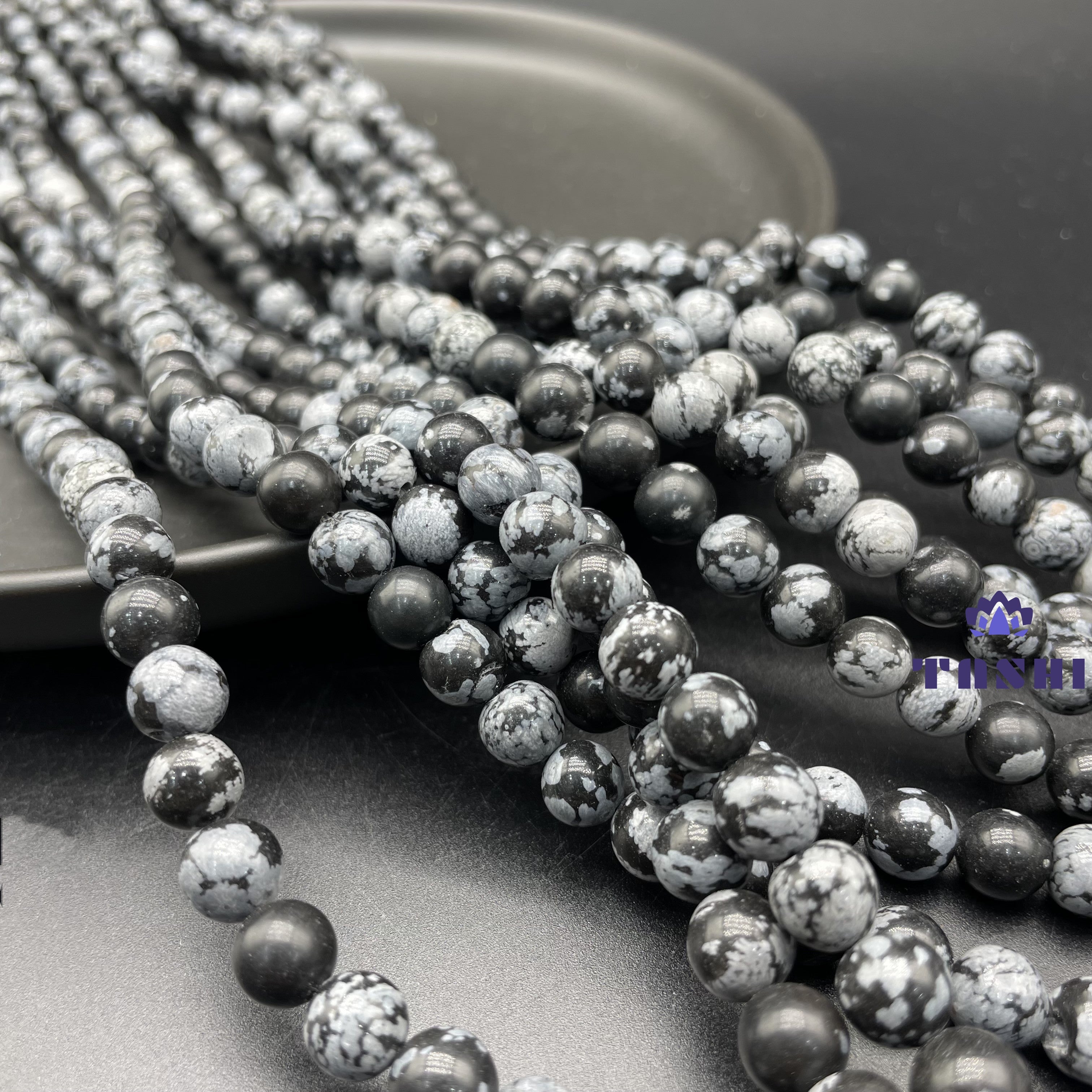 Snowflakes Obsidian Beads Strands Loose Beads Jewelry DIY Bracelets