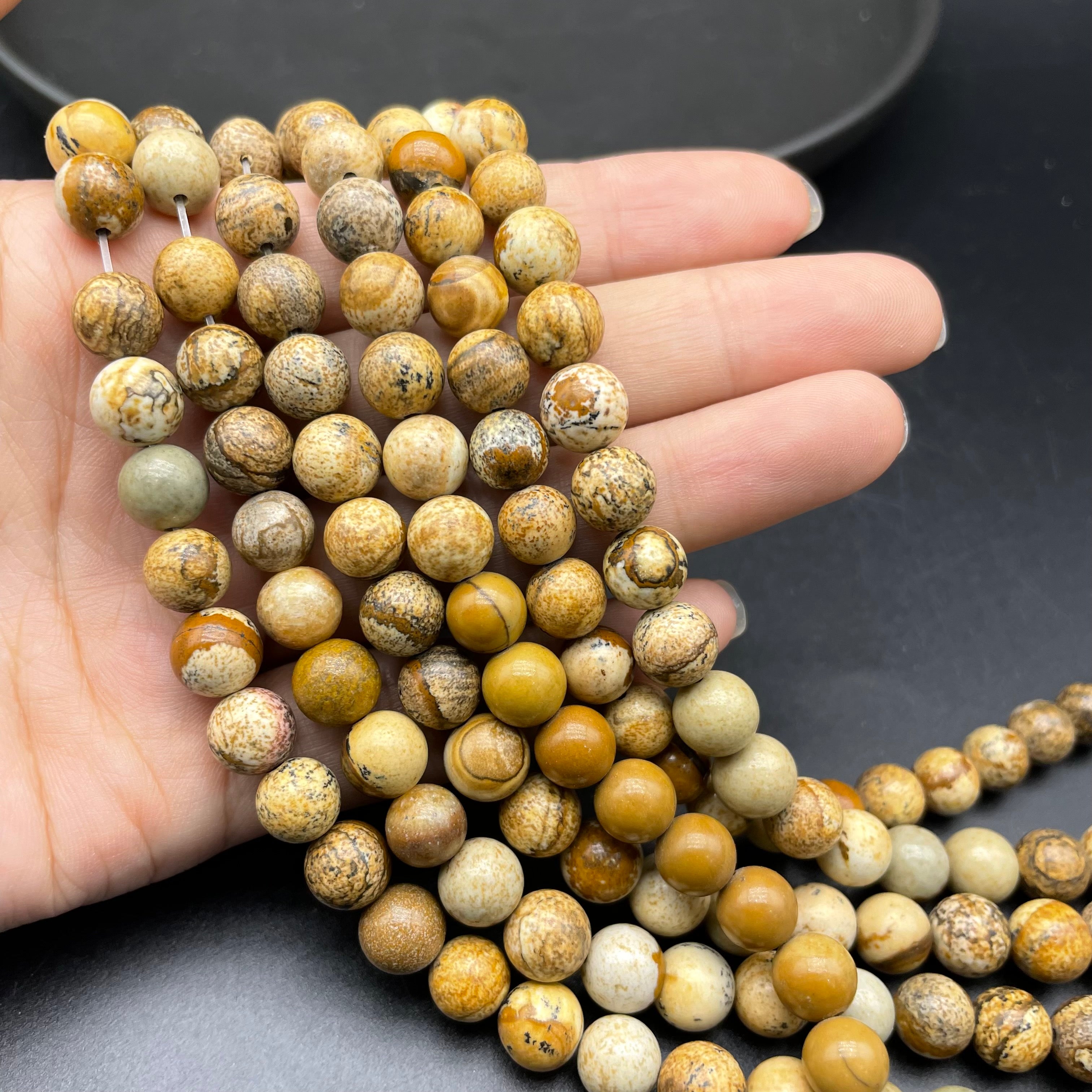 Picture Jasper Beads Strands Loose Beads Jewelry DIY Bracelets