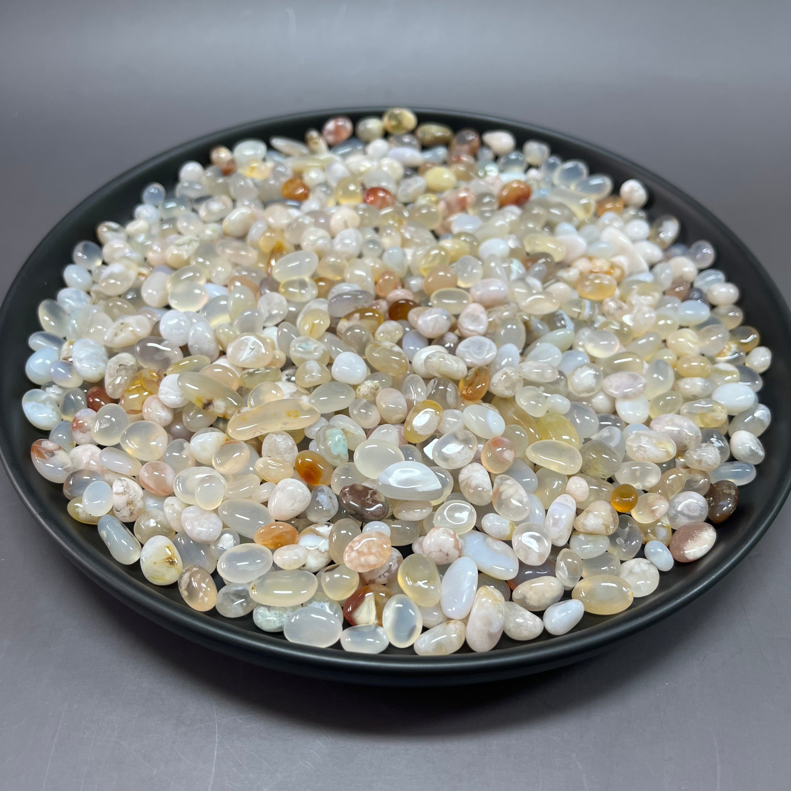 Natural Flower Agate Pebbles Chips Wholesale