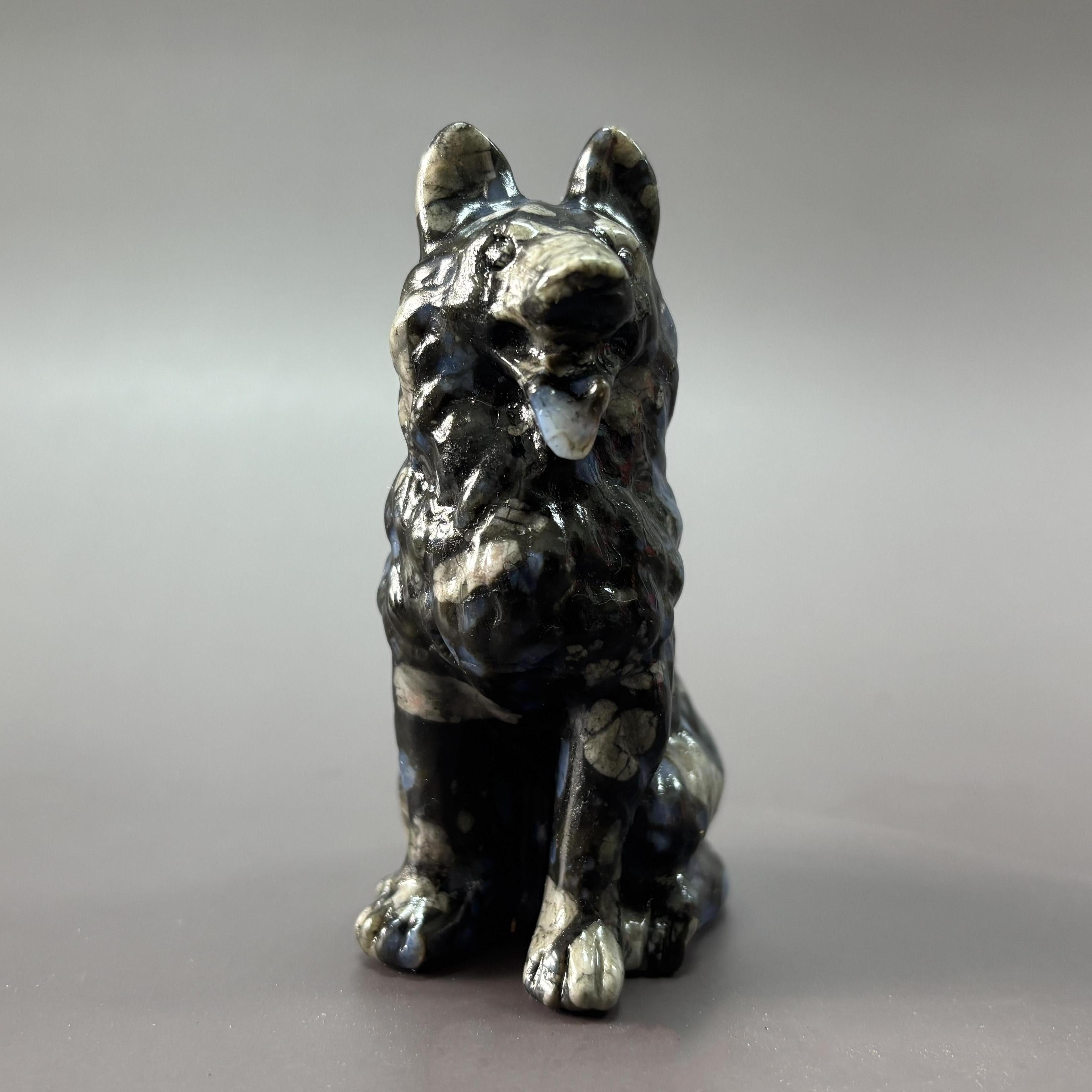 German Shepherd Dog Yooperlite Garnet Que Sera Carving