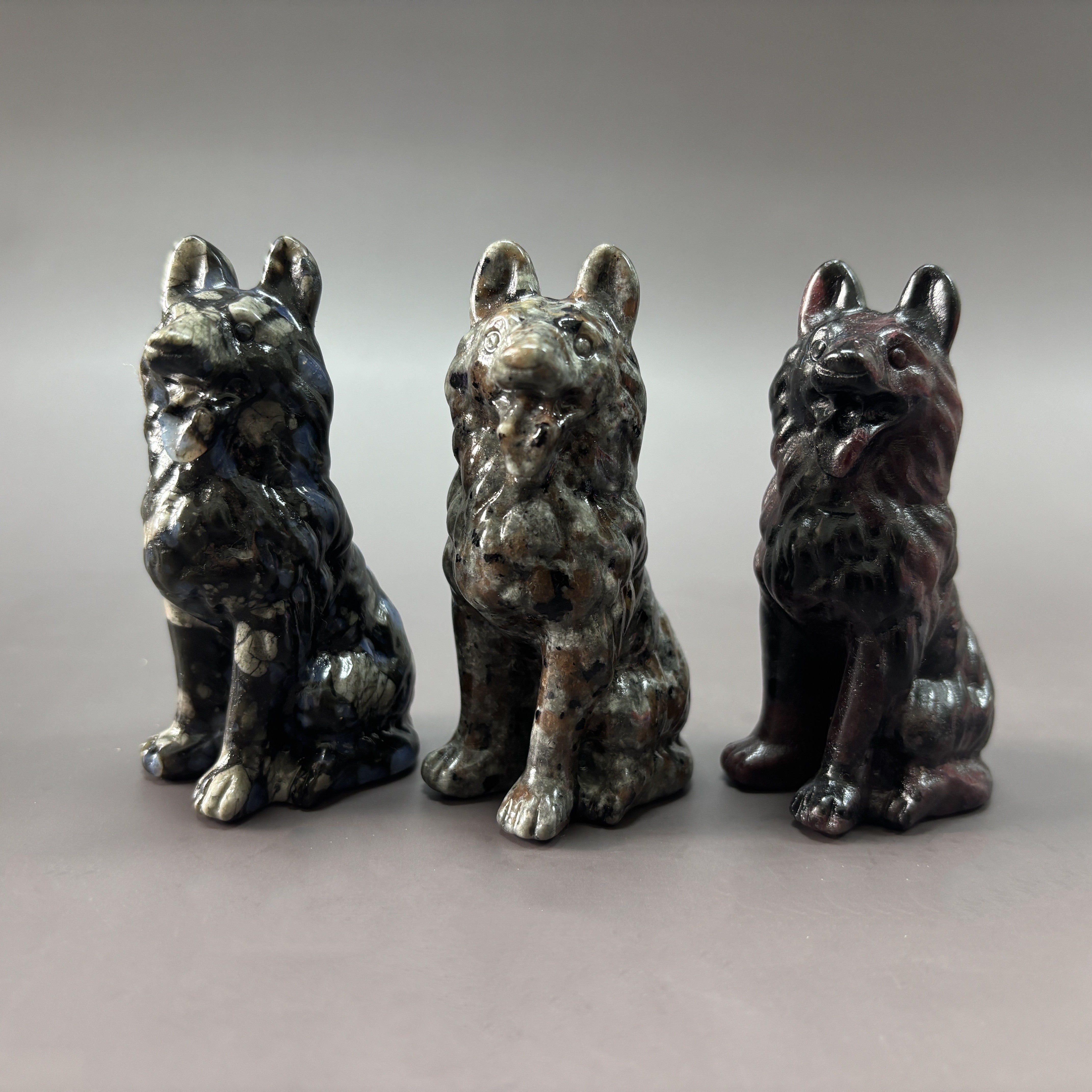 German Shepherd Dog Yooperlite Garnet Que Sera Carving