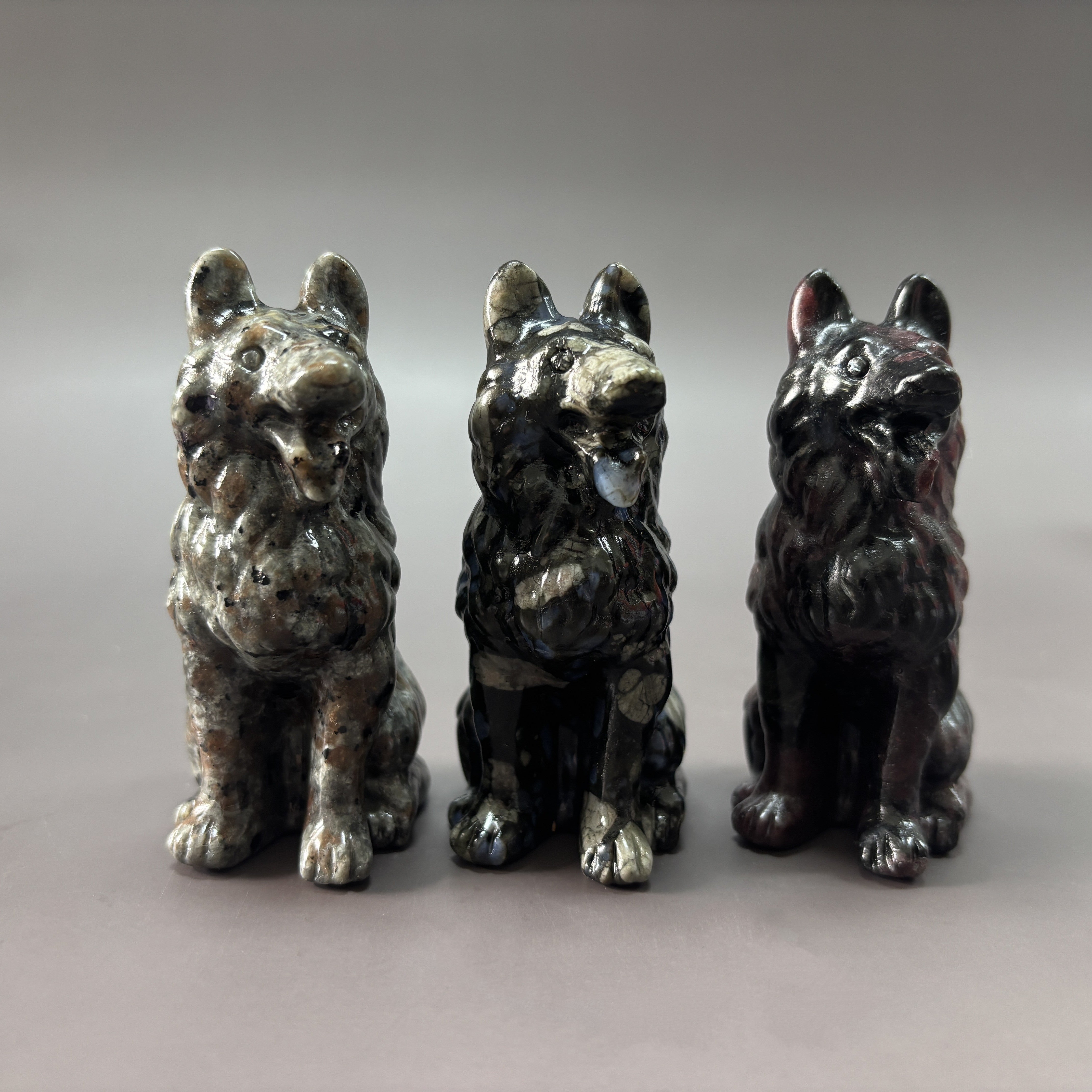 German Shepherd Dog Yooperlite Garnet Que Sera Carving