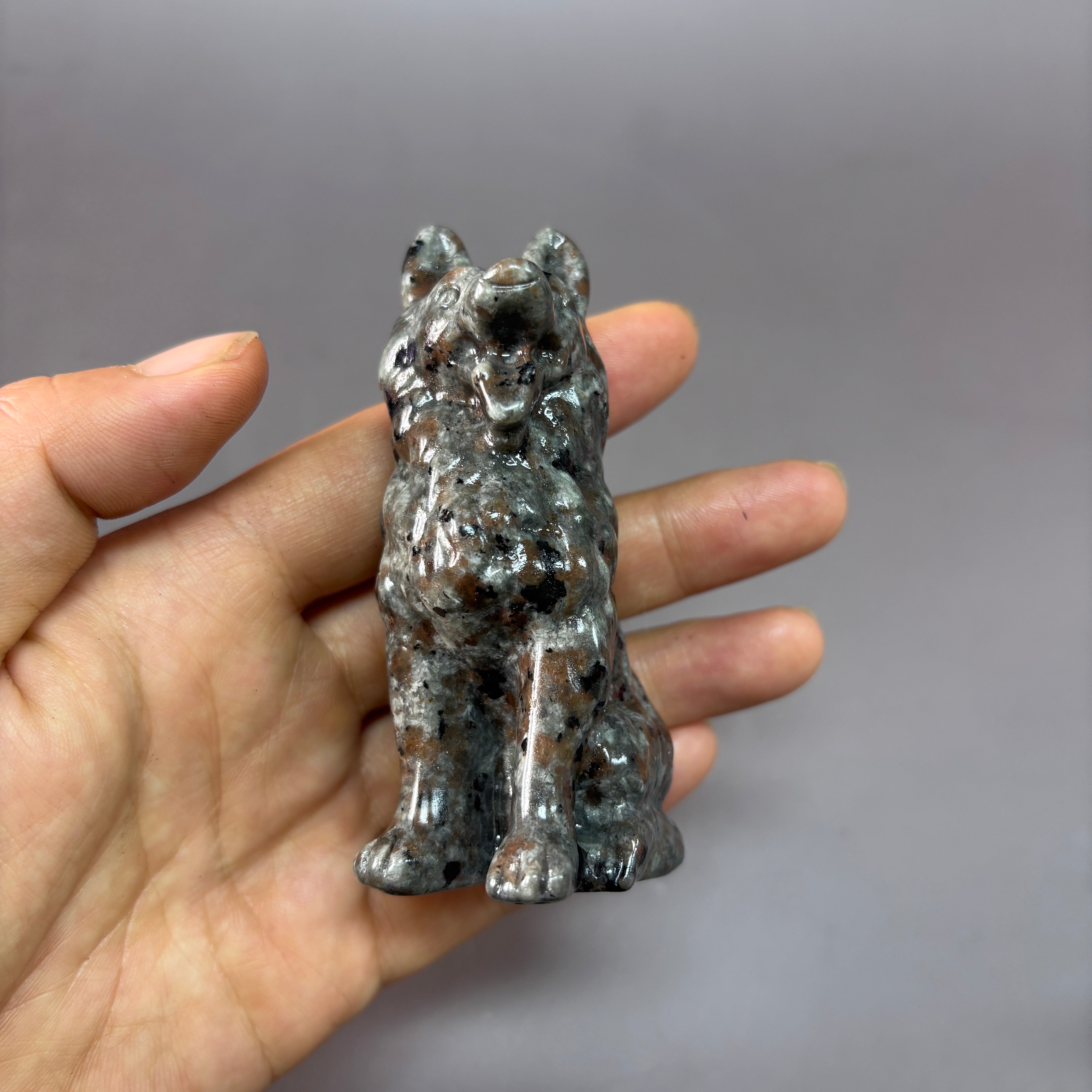 German Shepherd Dog Yooperlite Garnet Que Sera Carving