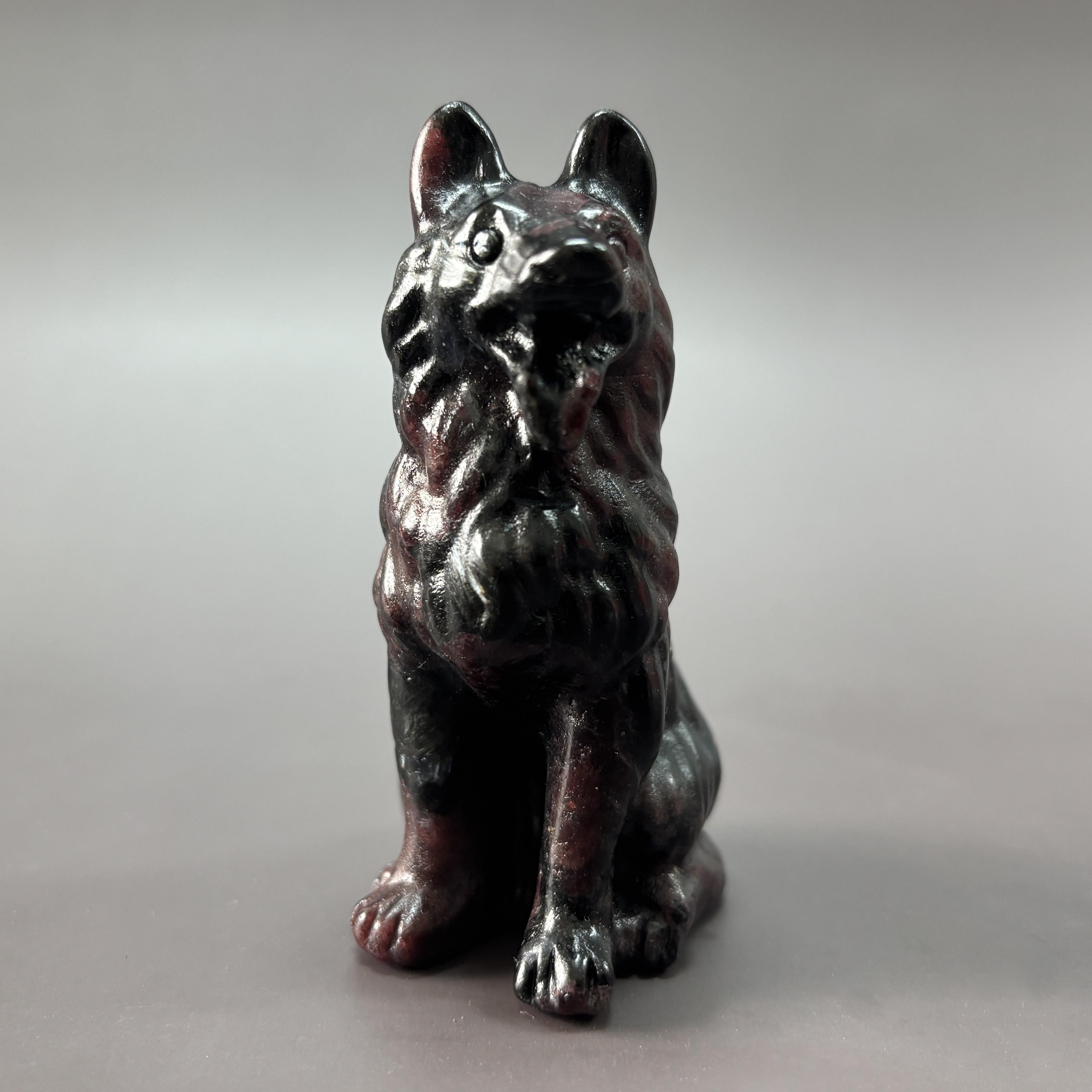 German Shepherd Dog Yooperlite Garnet Que Sera Carving