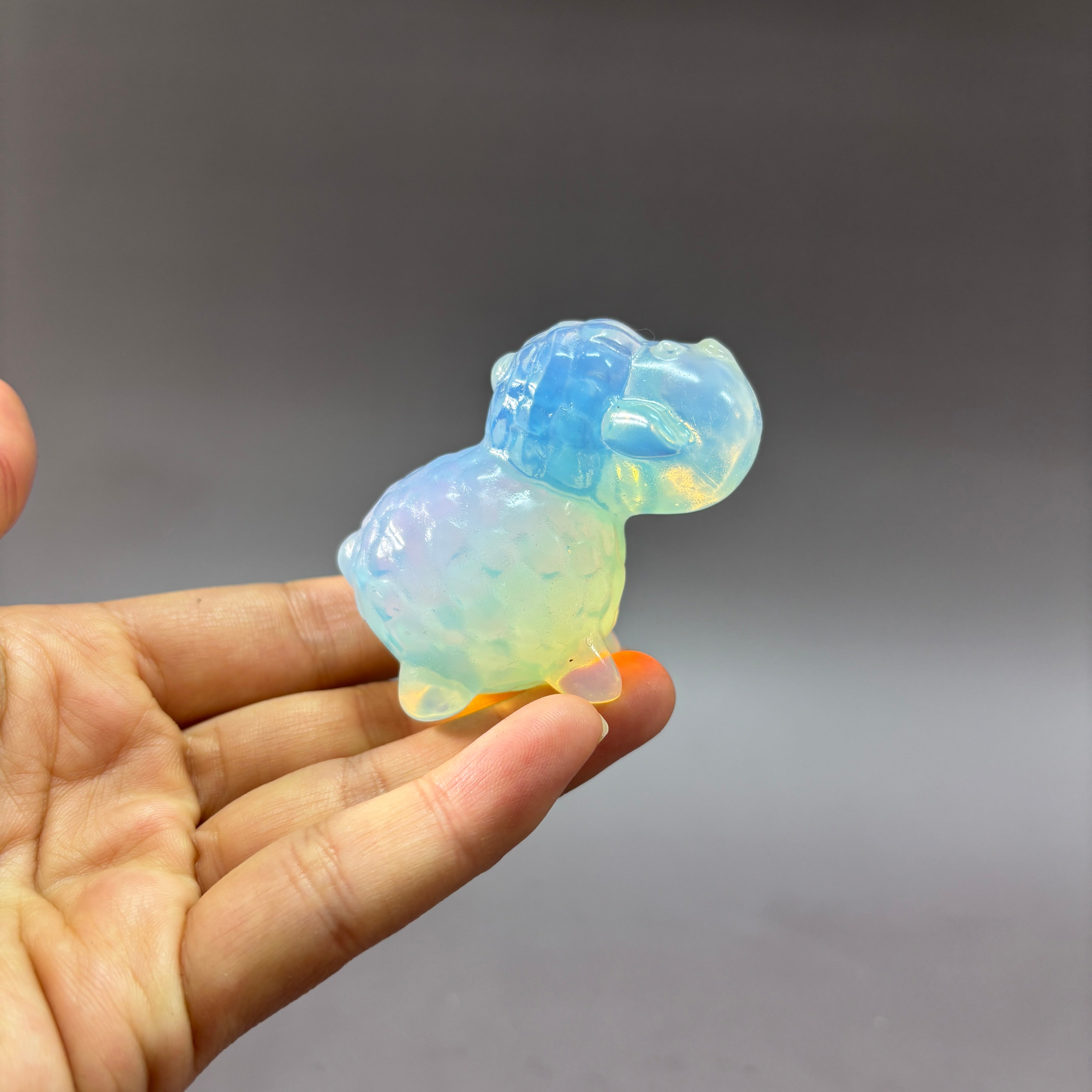 6.5CM Sheep Natural Stone Crystal Carving Statue Table Decor Gift