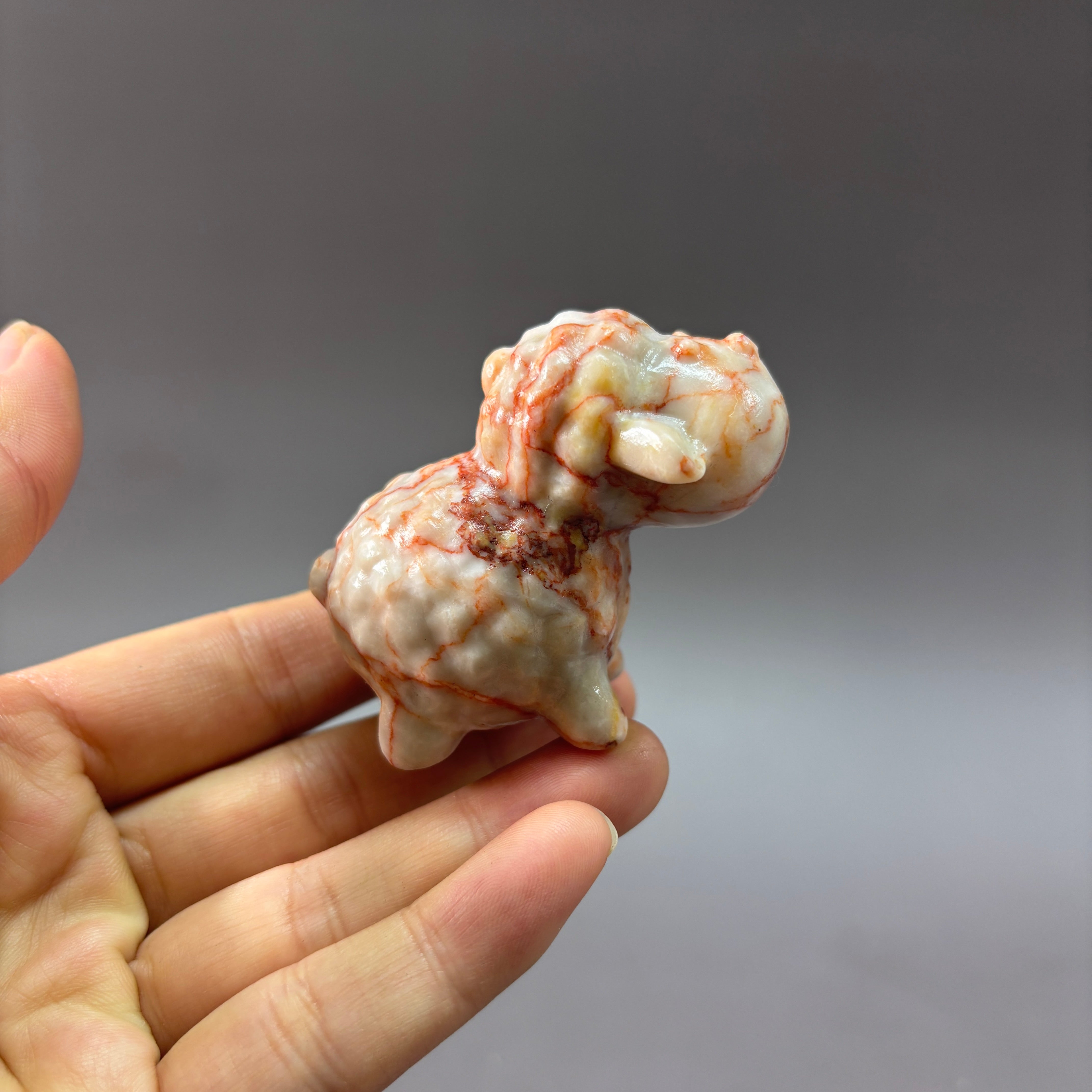 6.5CM Sheep Natural Stone Crystal Carving Statue Table Decor Gift