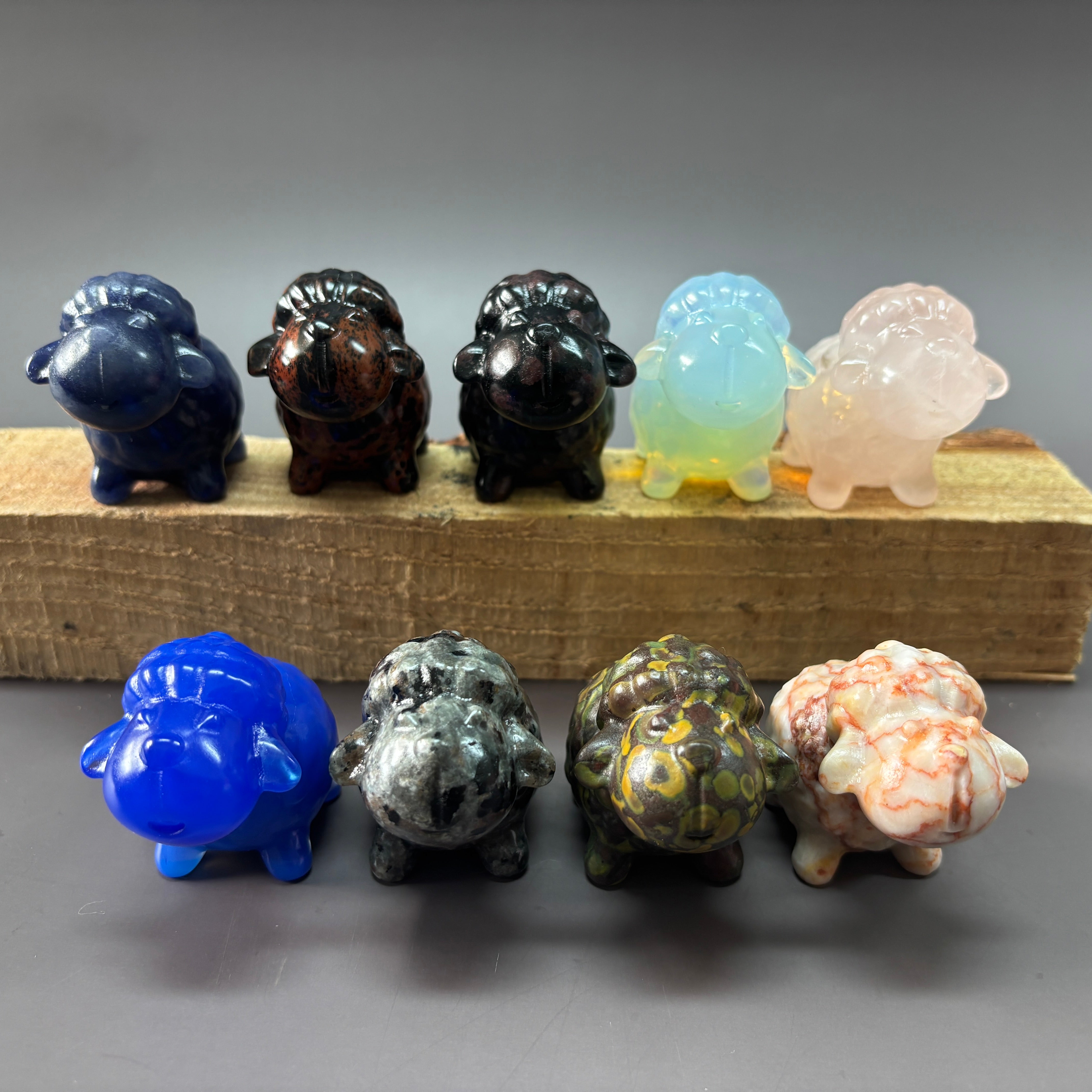 6.5CM Sheep Natural Stone Crystal Carving Statue Table Decor Gift