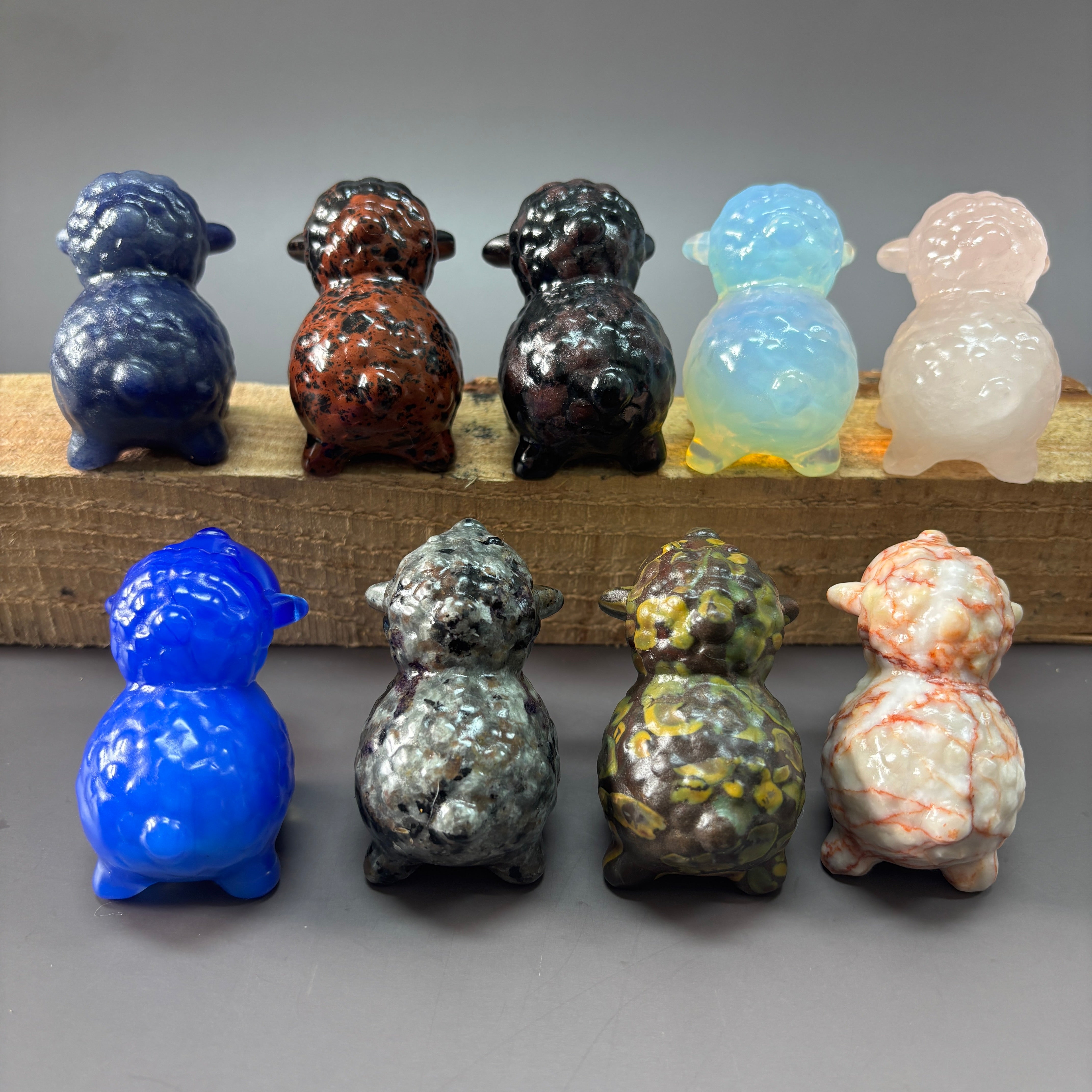 6.5CM Sheep Natural Stone Crystal Carving Statue Table Decor Gift