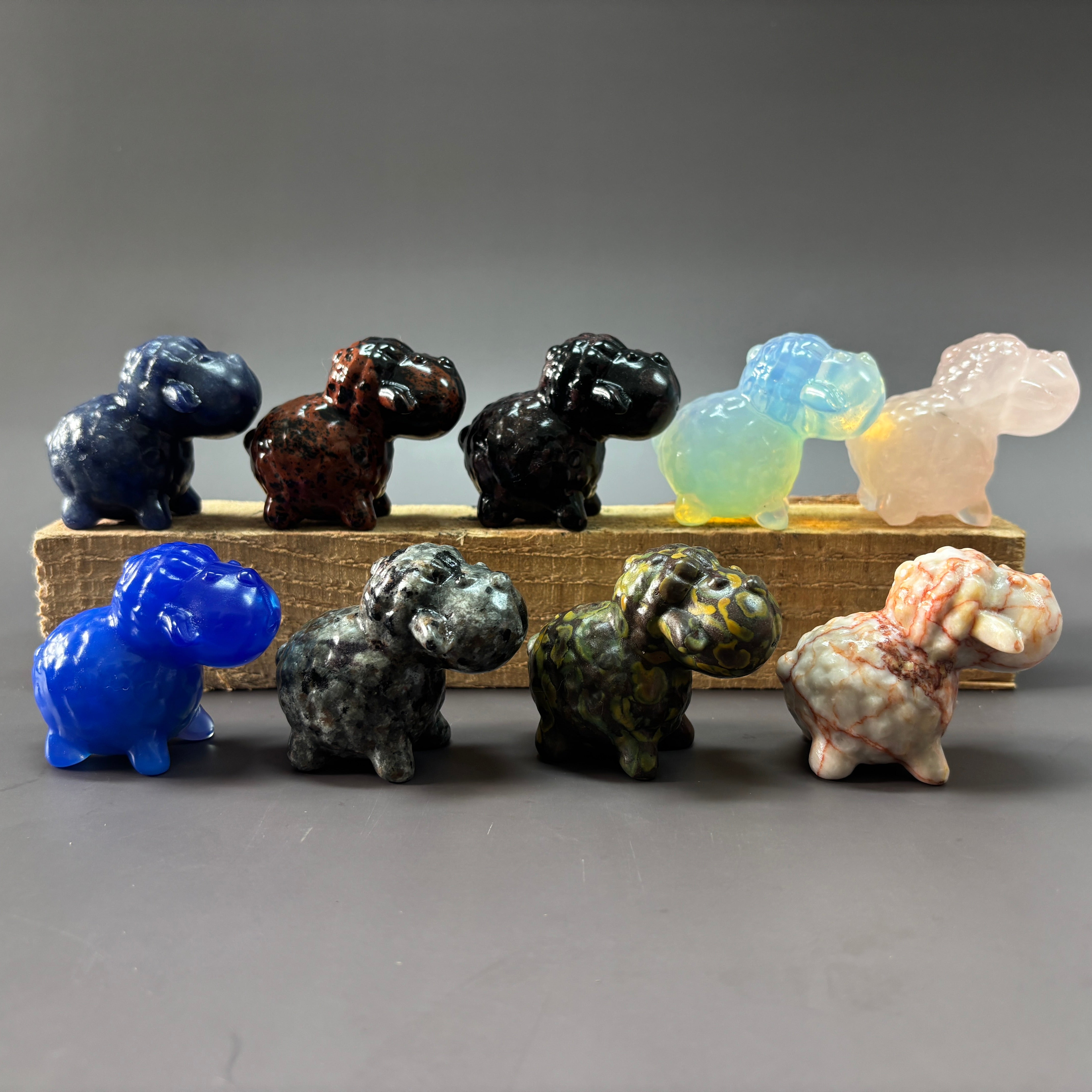 6.5CM Sheep Natural Stone Crystal Carving Statue Table Decor Gift