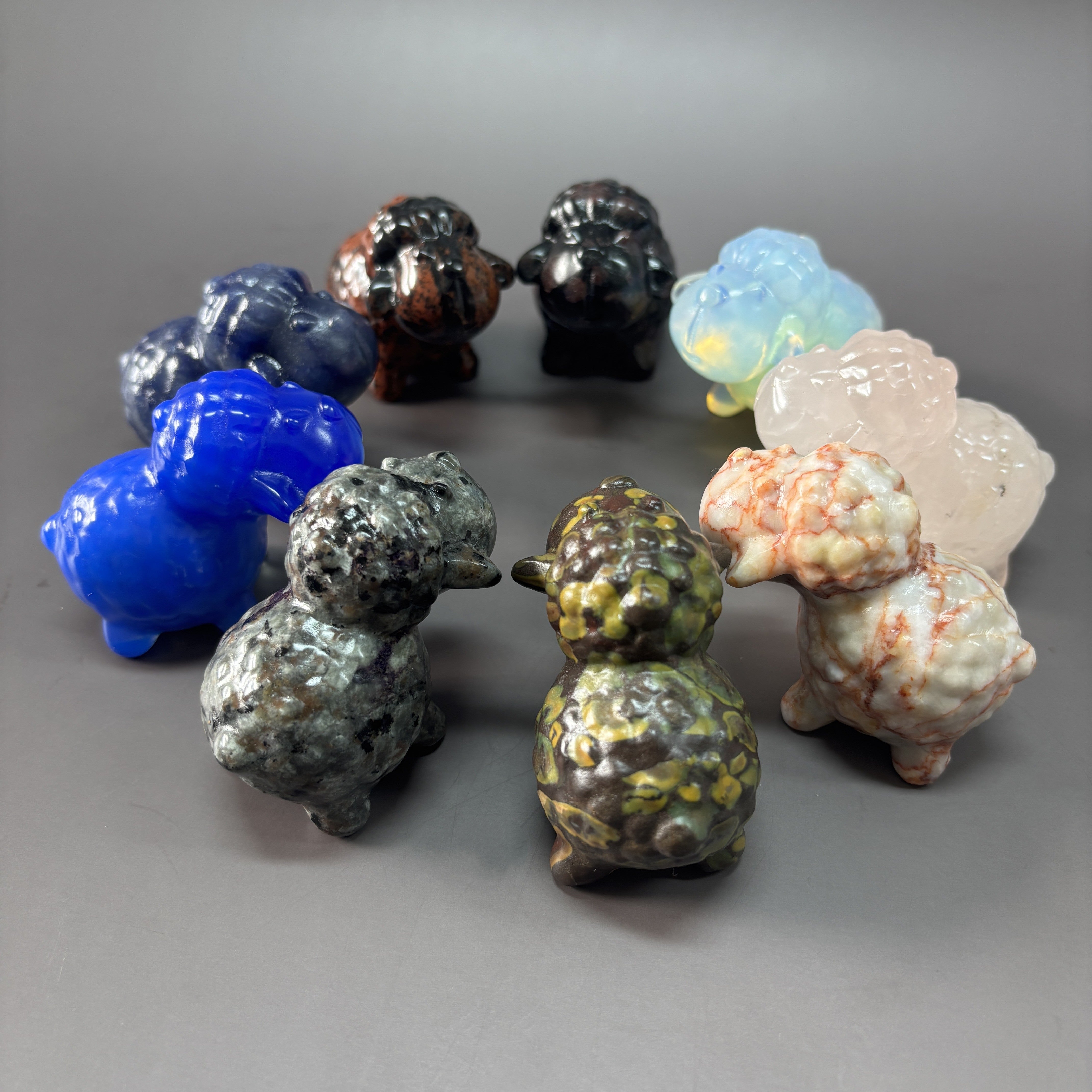 6.5CM Sheep Natural Stone Crystal Carving Statue Table Decor Gift