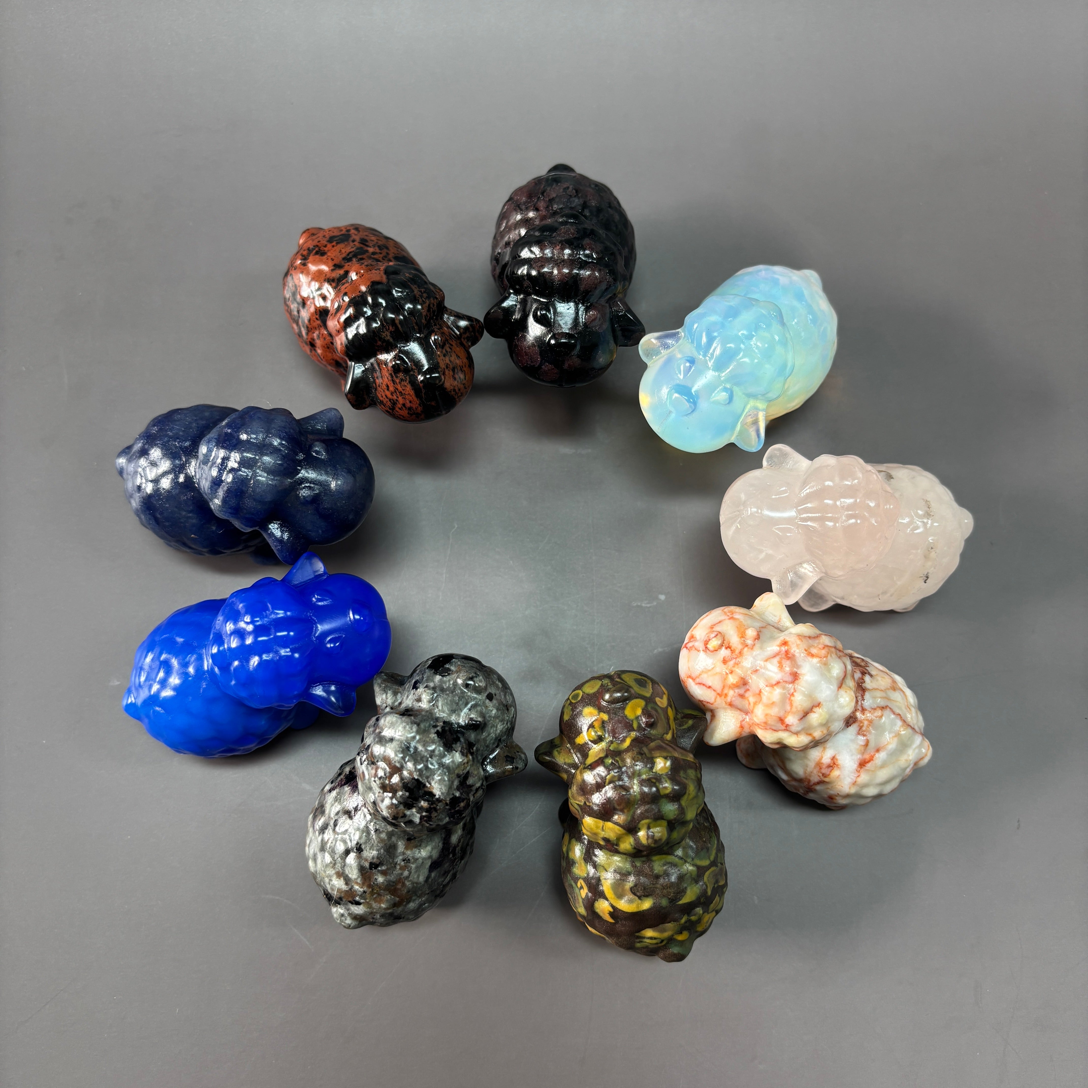 6.5CM Sheep Natural Stone Crystal Carving Statue Table Decor Gift