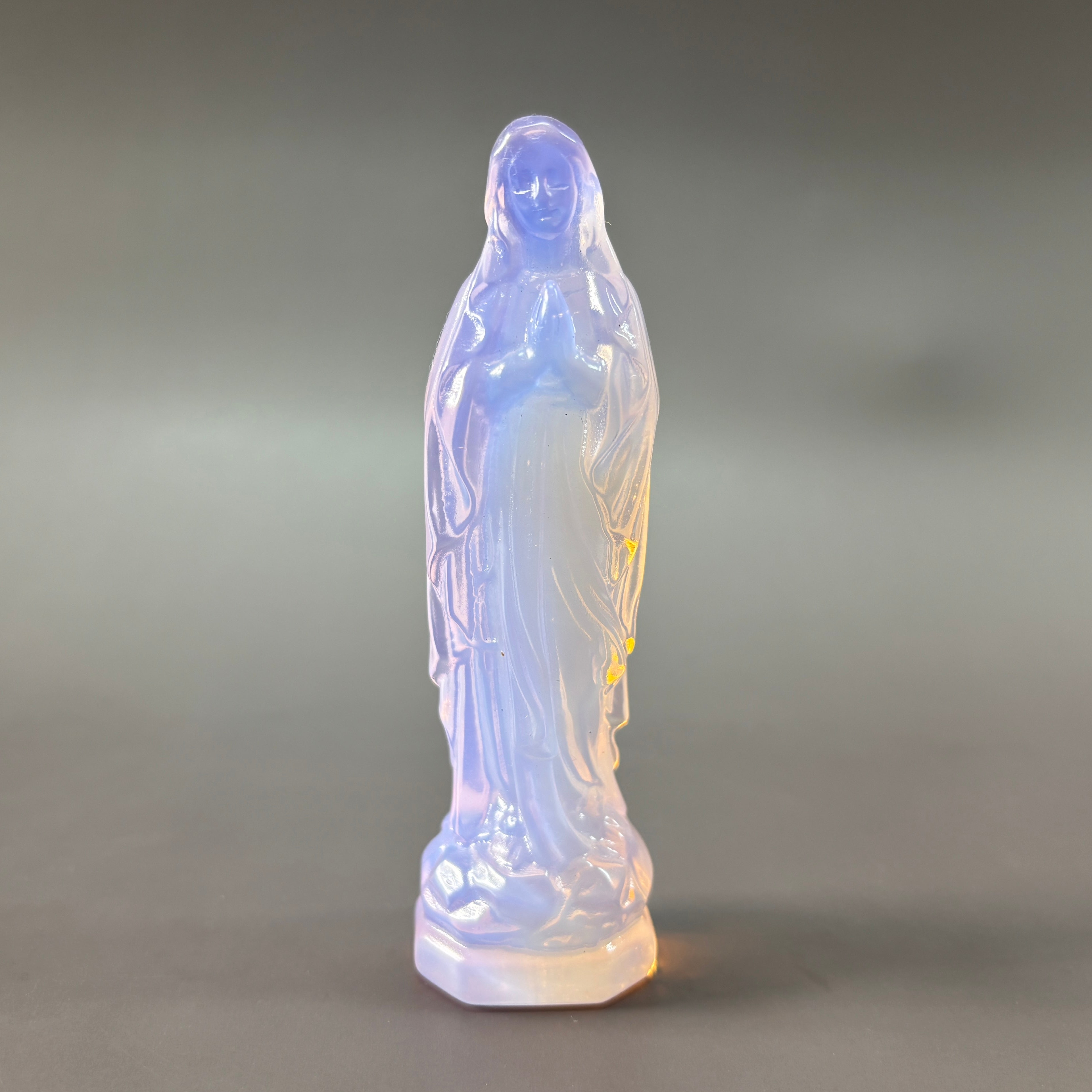 Blessed Virgin Mary Rose Quartz Clear Quartz Opalite Carving