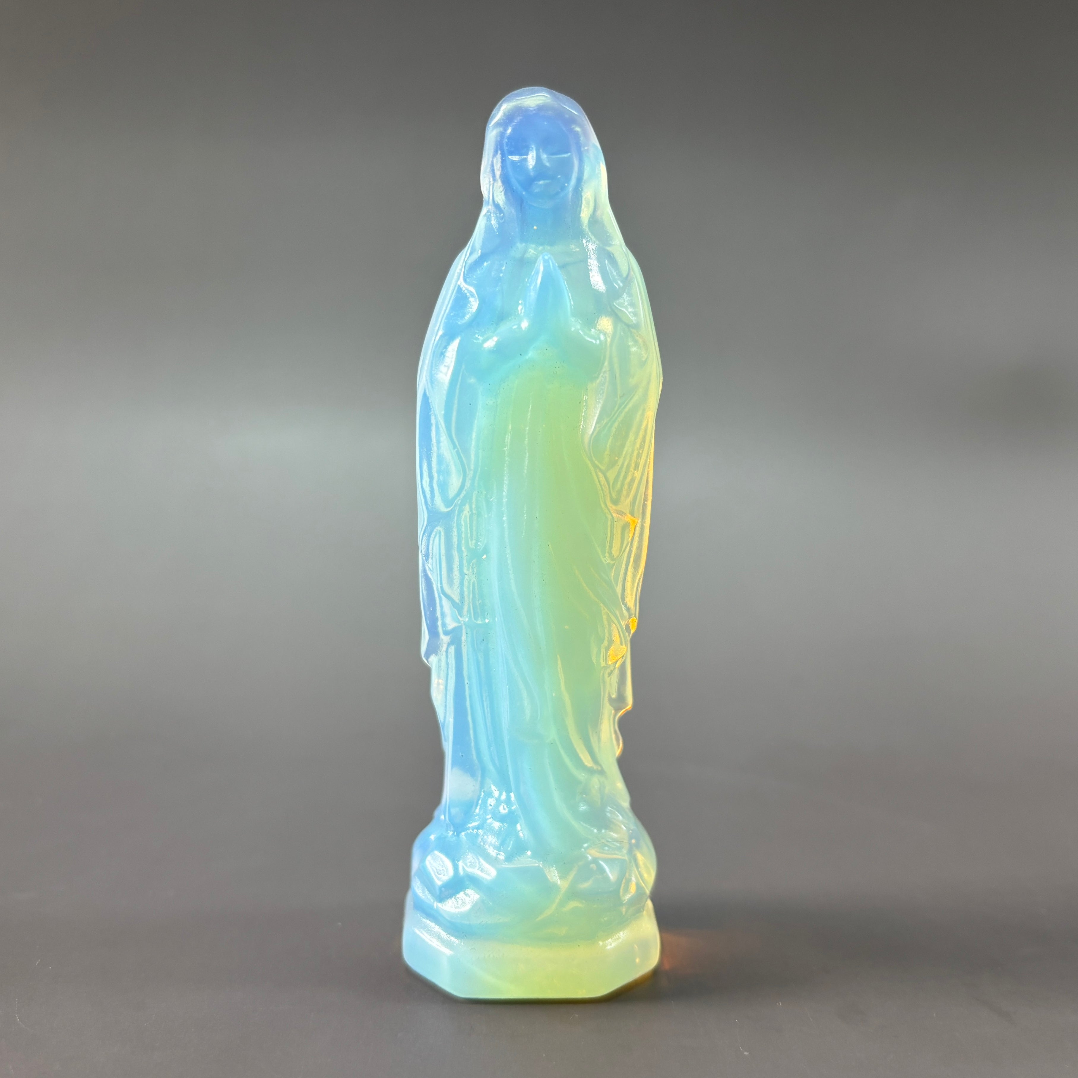 Blessed Virgin Mary Rose Quartz Clear Quartz Opalite Carving