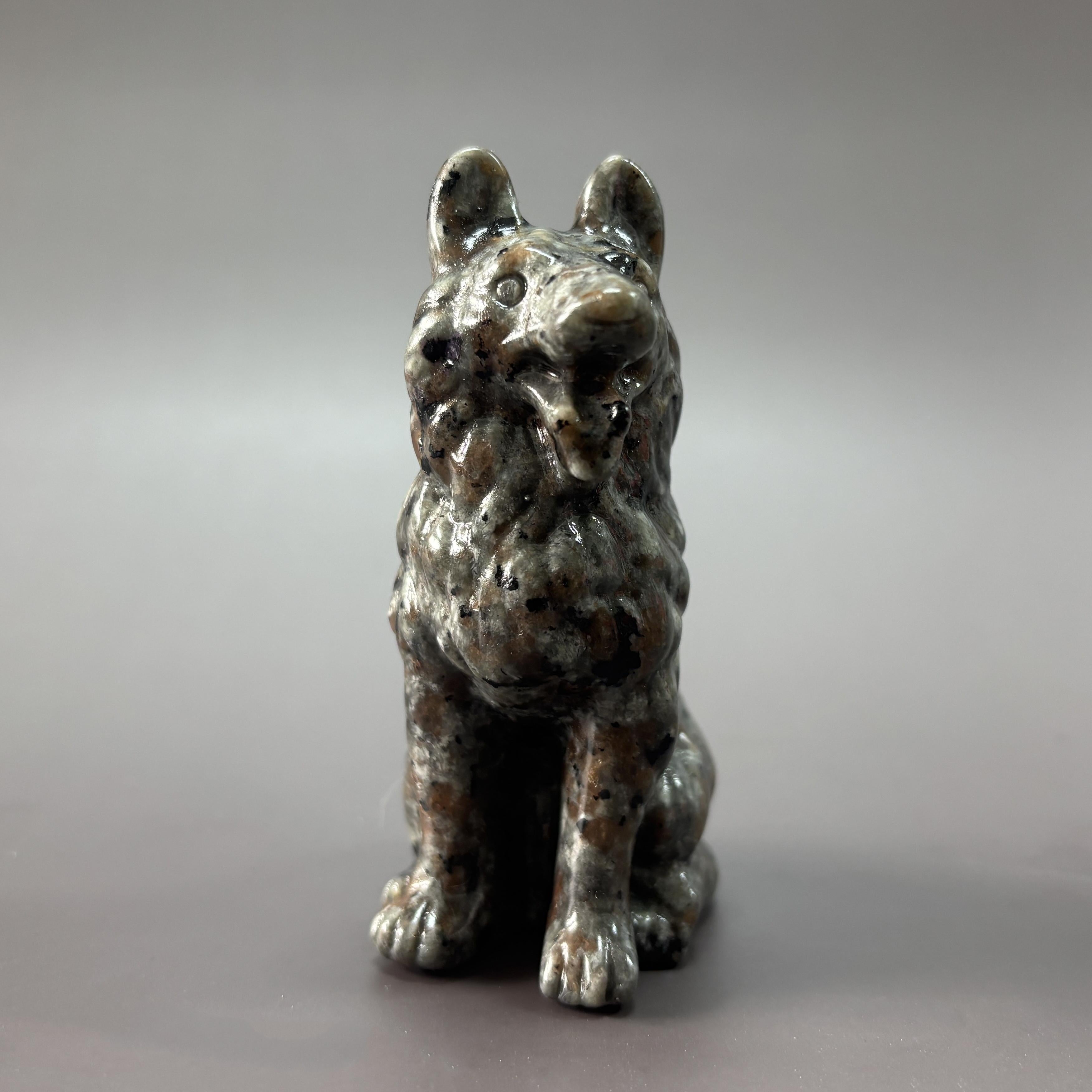 German Shepherd Dog Yooperlite Garnet Que Sera Carving