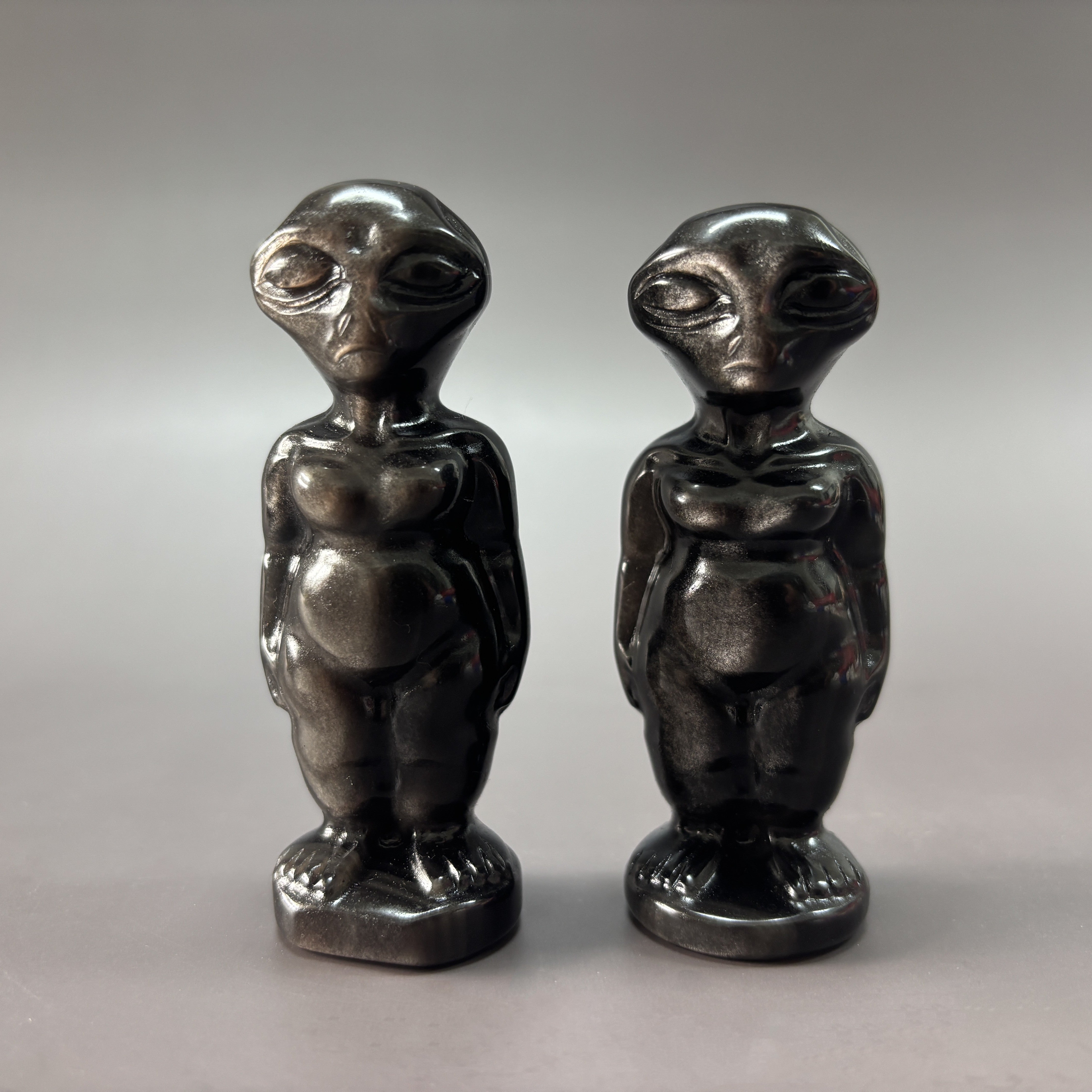 Alien Silver Sheen Obsidian Carving