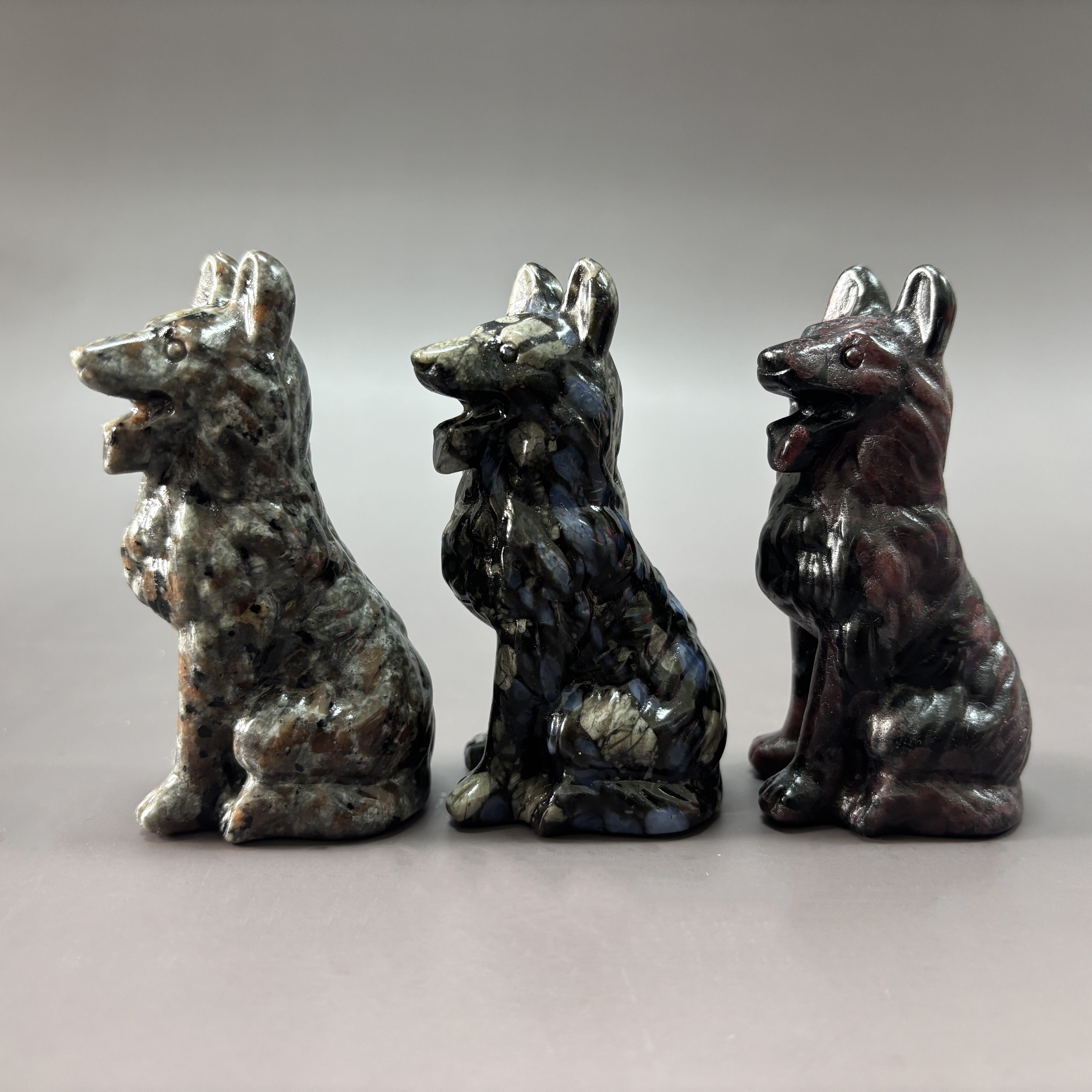 German Shepherd Dog Yooperlite Garnet Que Sera Carving