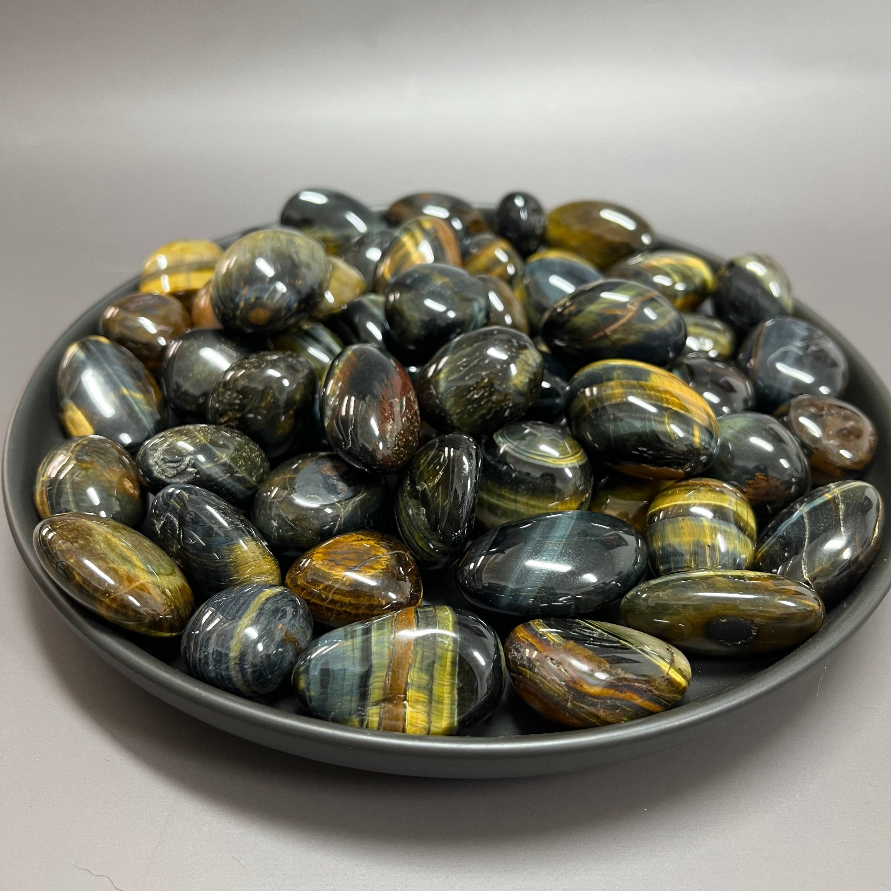 Natural Flashy Yellow Blue Tiger Eye Tumbles
