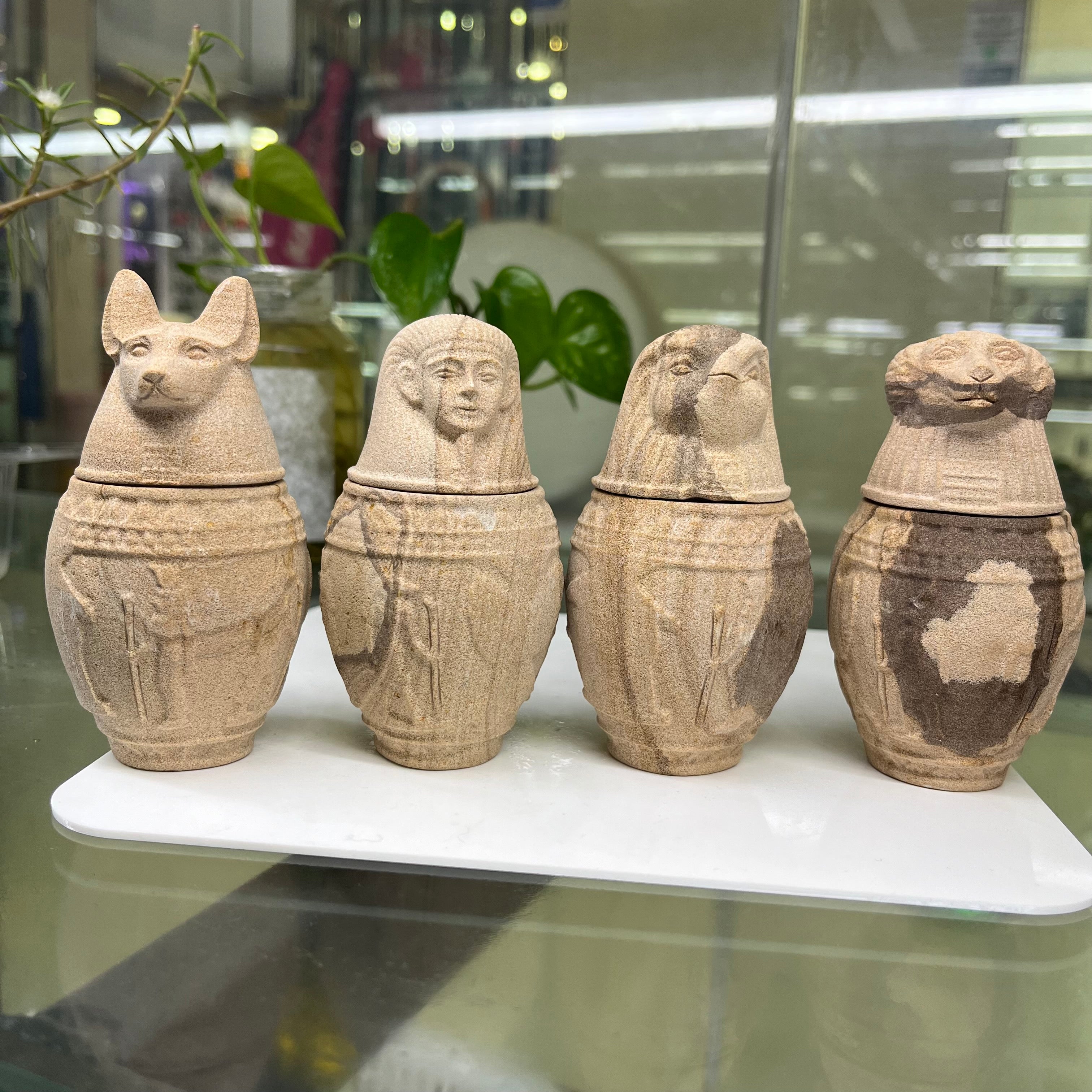 Egyptian Canopic Jars Carving Table Decor Wholesale