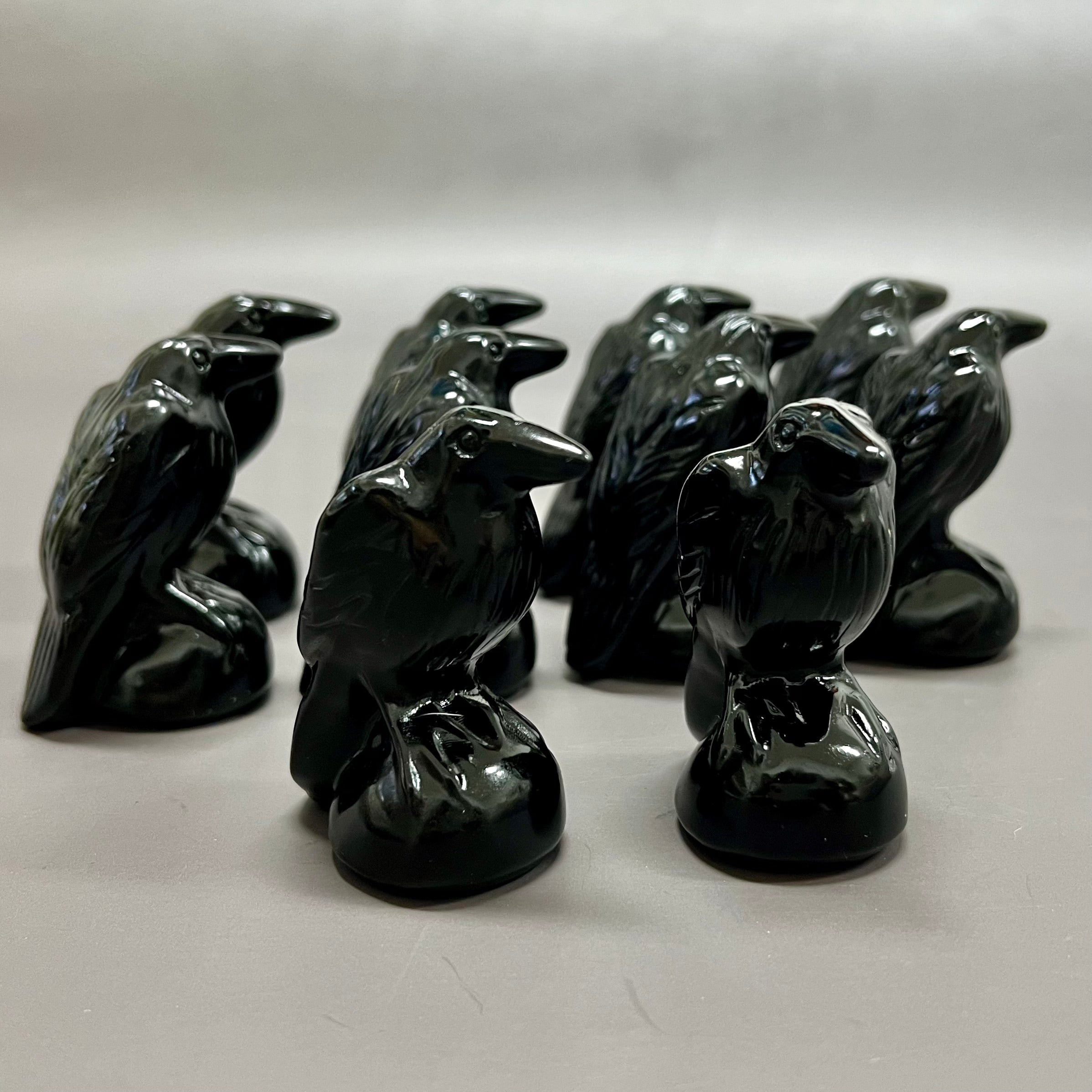 Natural Obsidian Polished Raven Detailed Carving Decor Wholesale