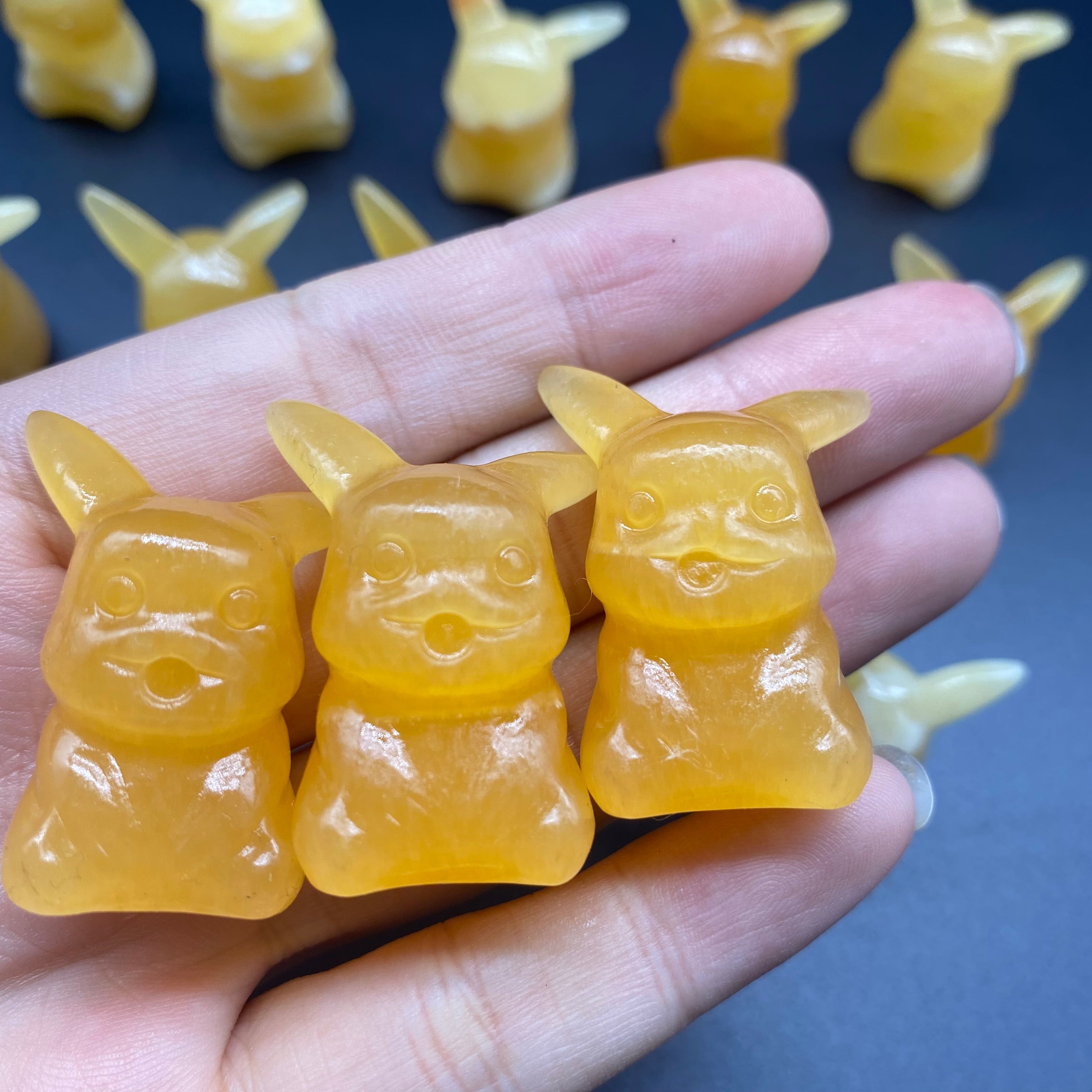 Natural Mini Yellow Calcite Pikachu Carving Decor Wholesale