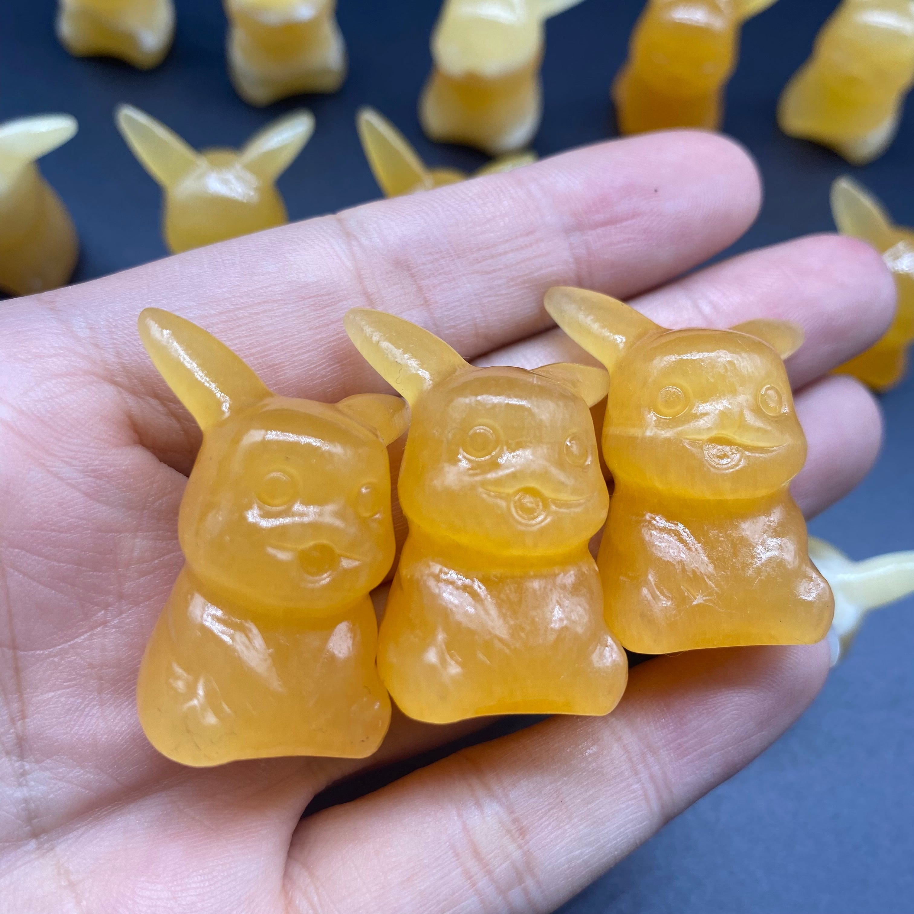 Natural Mini Yellow Calcite Pikachu Carving Decor Wholesale