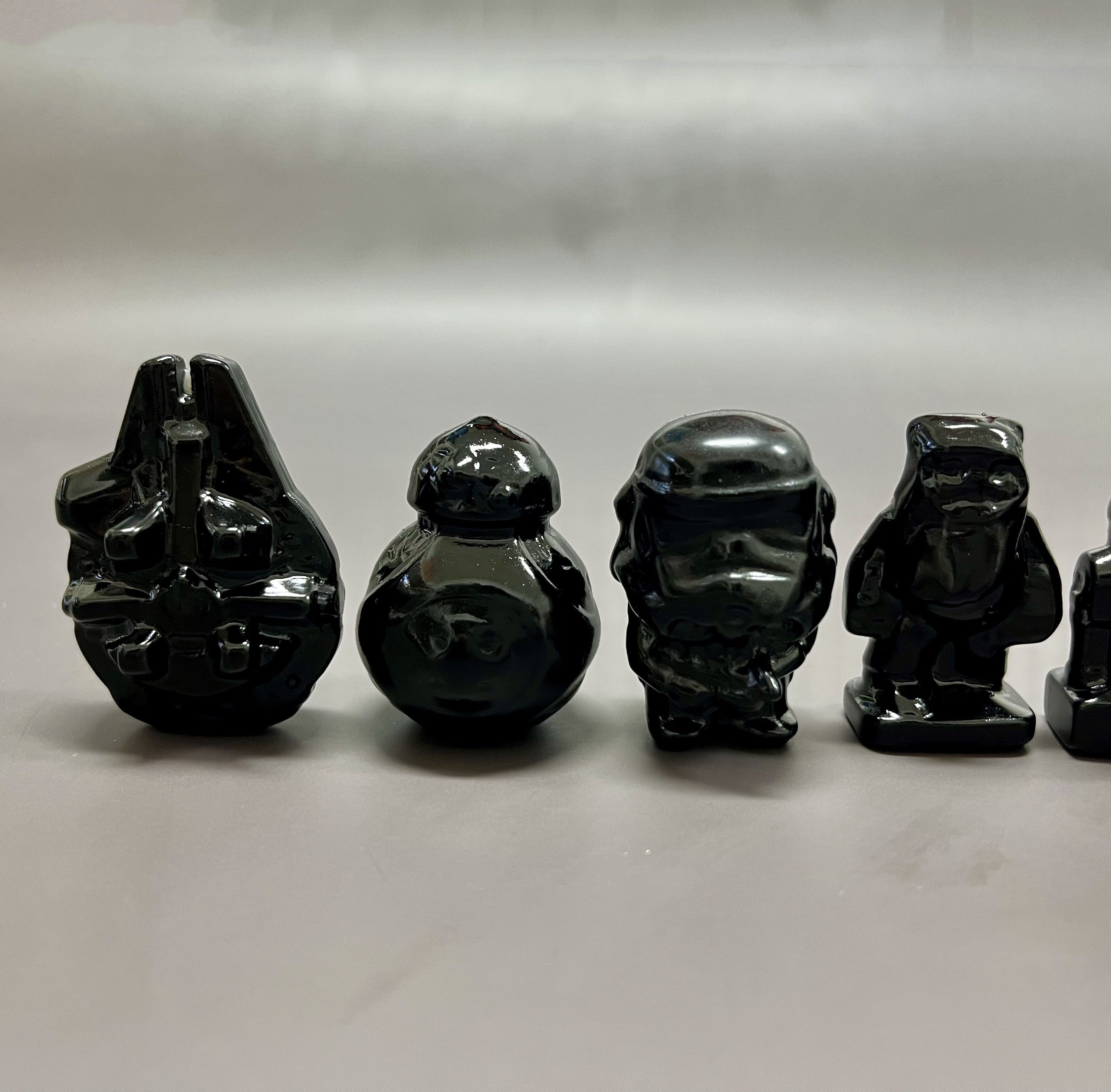 7PCS Natural Obsidian Star Wars Characters Set Carving Decor Wholesale