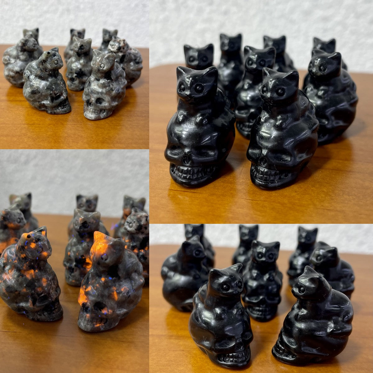 3CM Cat on Skull Mini Carving Gift Decor Wholesale