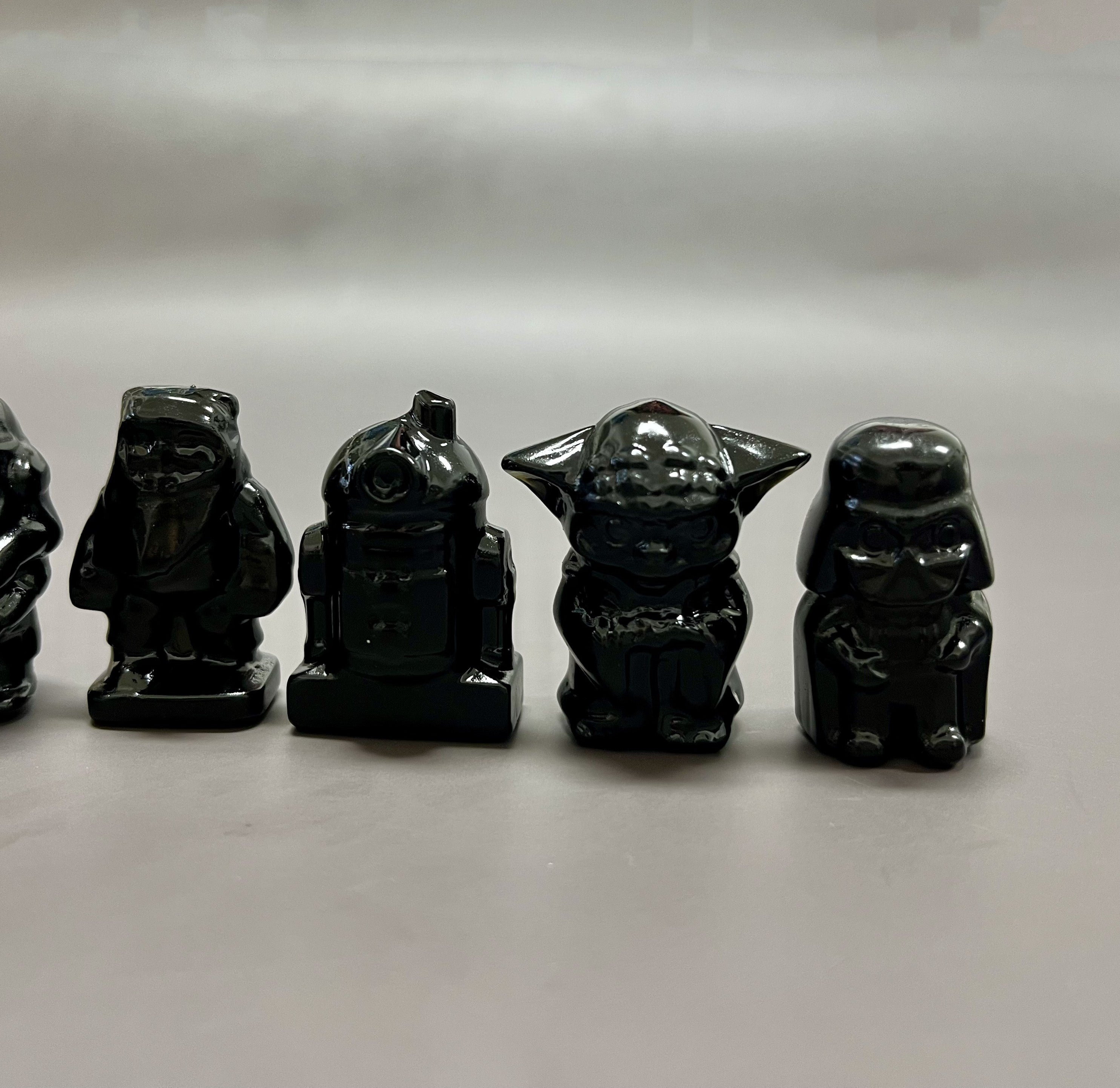 7PCS Natural Obsidian Star Wars Characters Set Carving Decor Wholesale