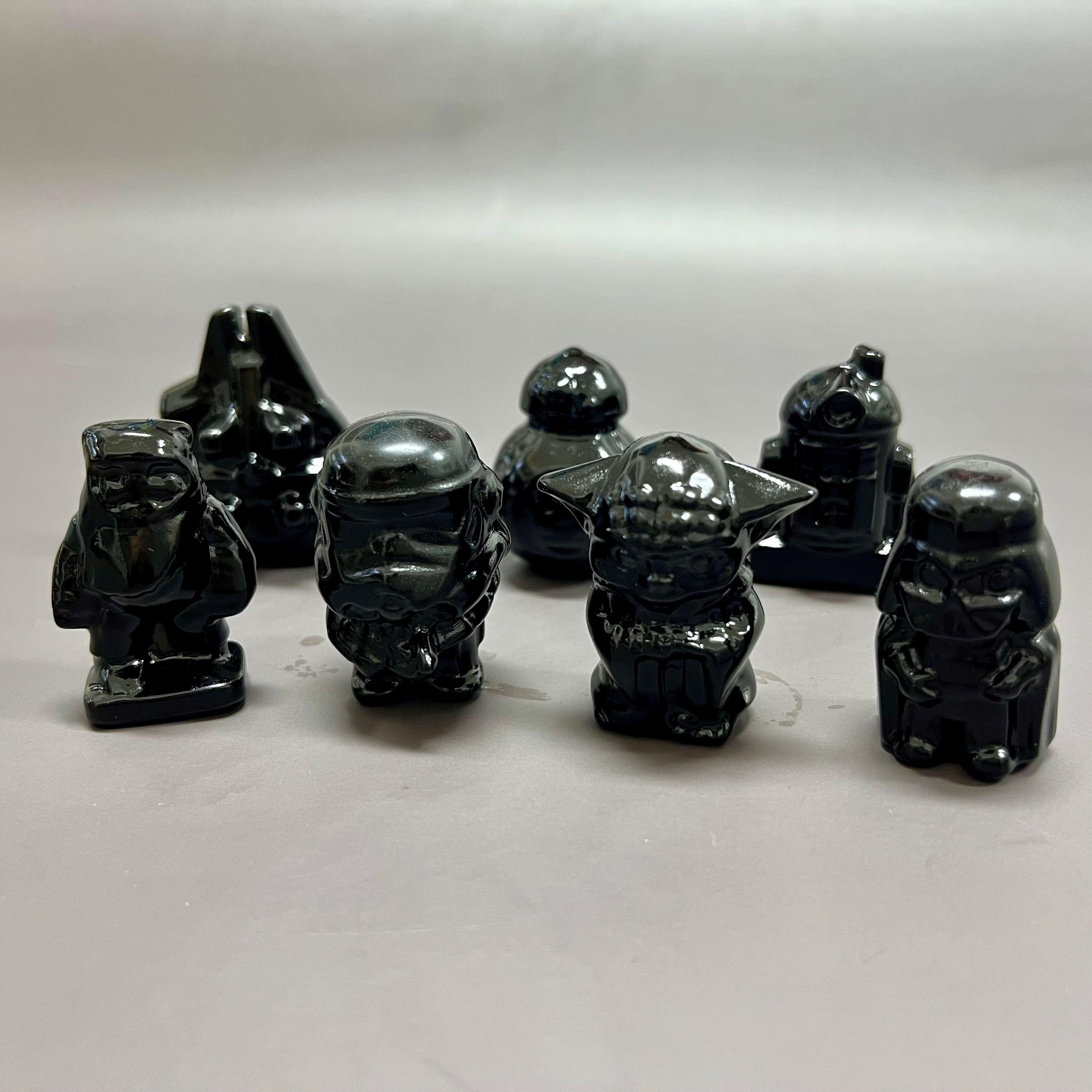 7PCS Natural Obsidian Star Wars Characters Set Carving Decor Wholesale
