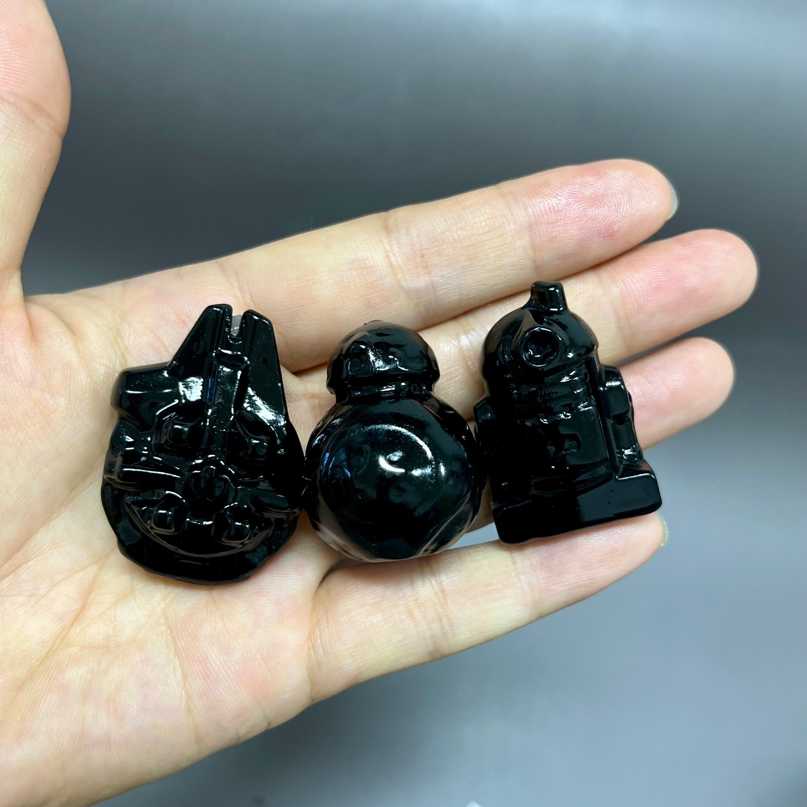7PCS Natural Obsidian Star Wars Characters Set Carving Decor Wholesale