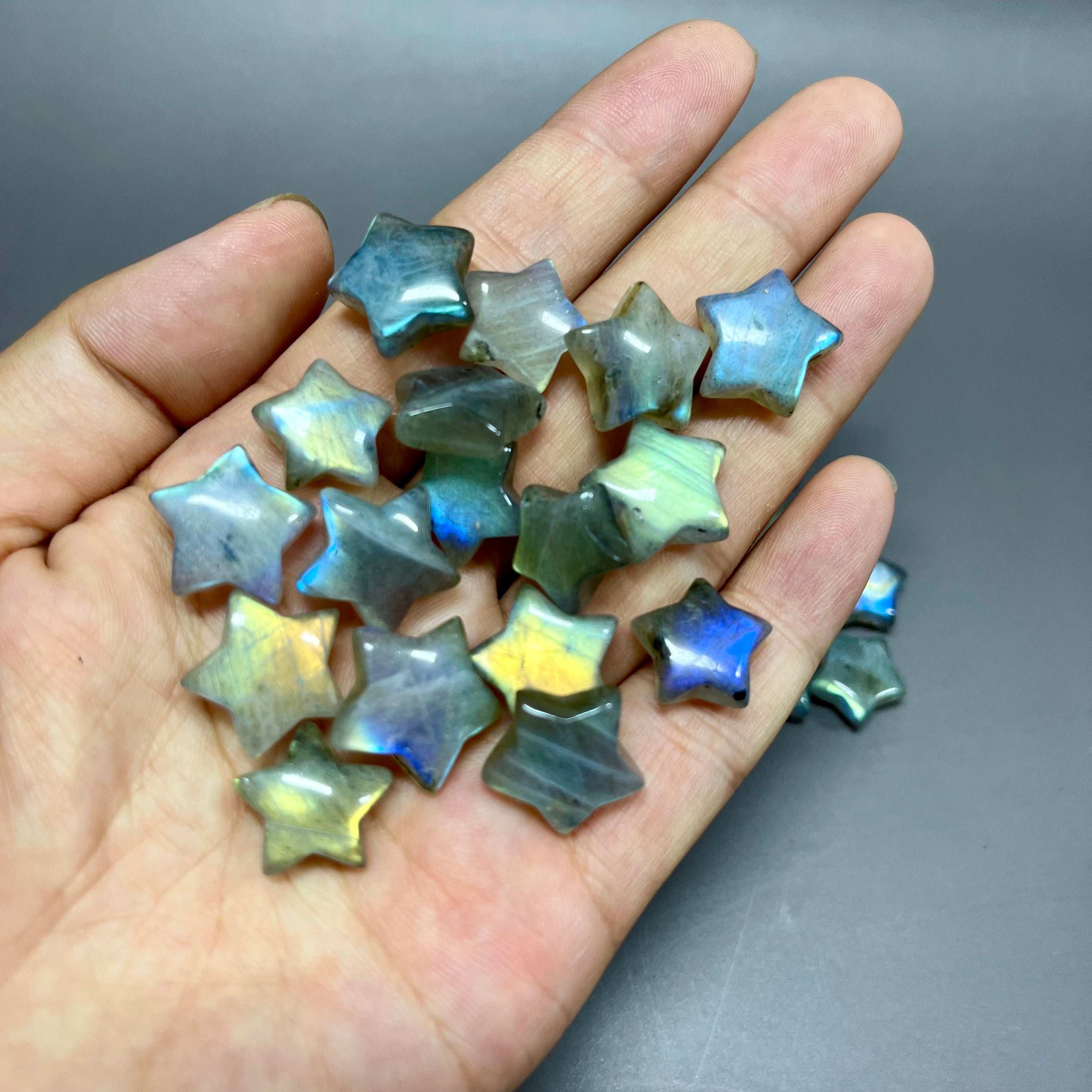 1.5CM Mini Flashy Labradorite Stars Natural Crystal Confetti