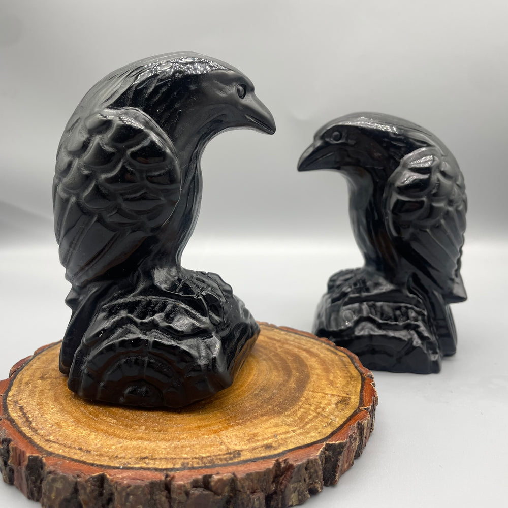 12CM Black Obsidian Eagle Carvings