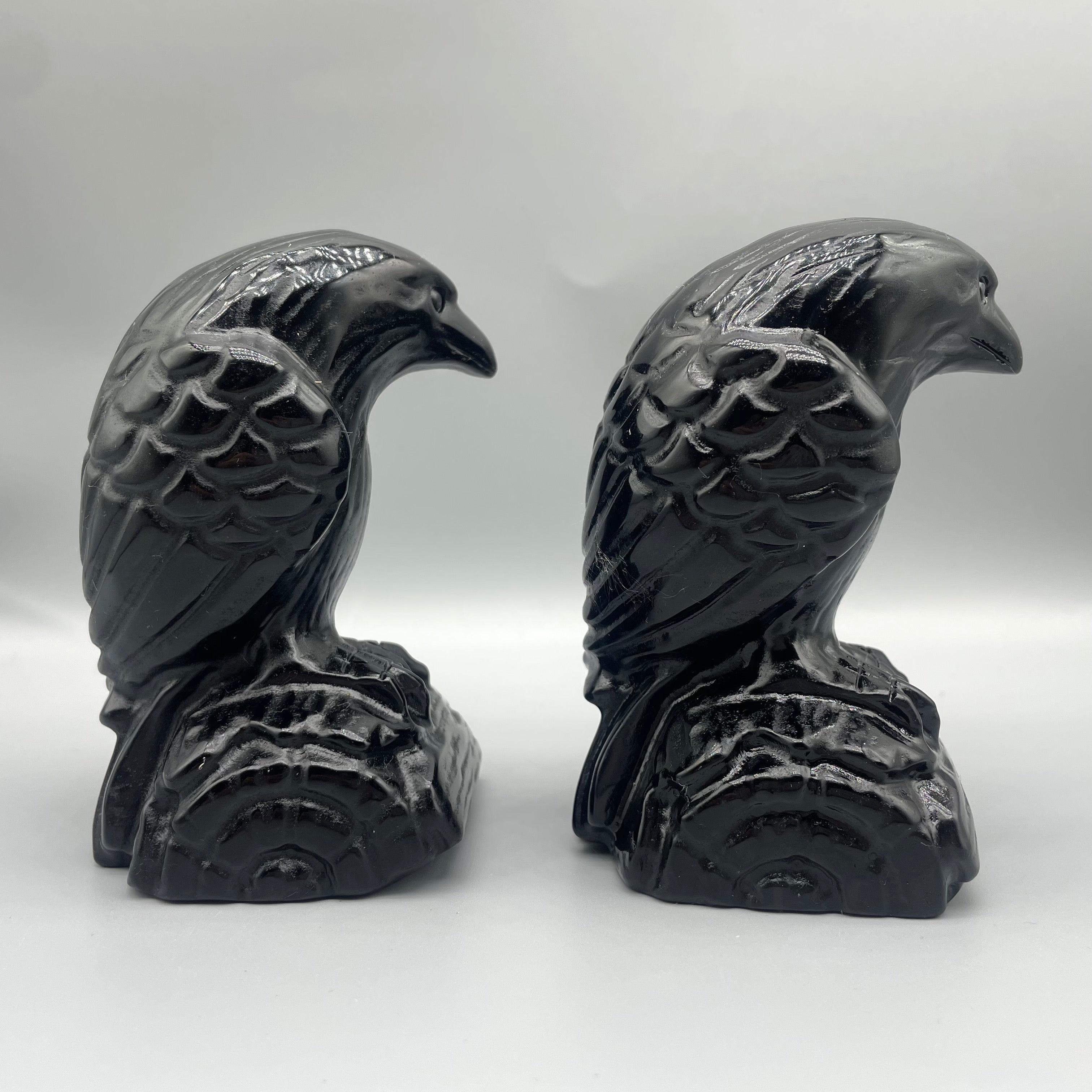 12CM Black Obsidian Raven Crow Carvings
