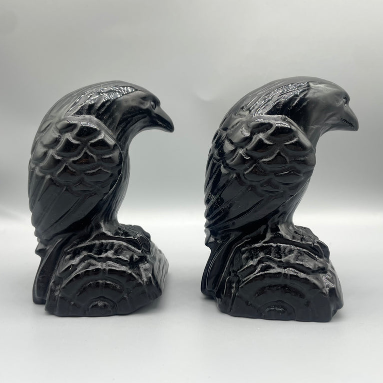 12CM Black Obsidian Eagle Carvings