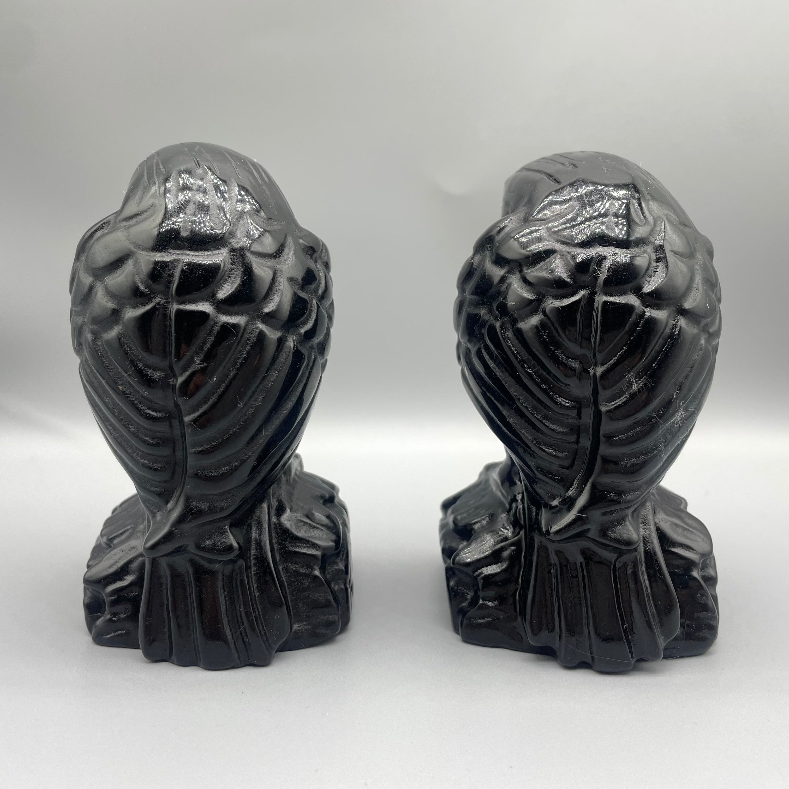 12CM Black Obsidian Raven Crow Carvings