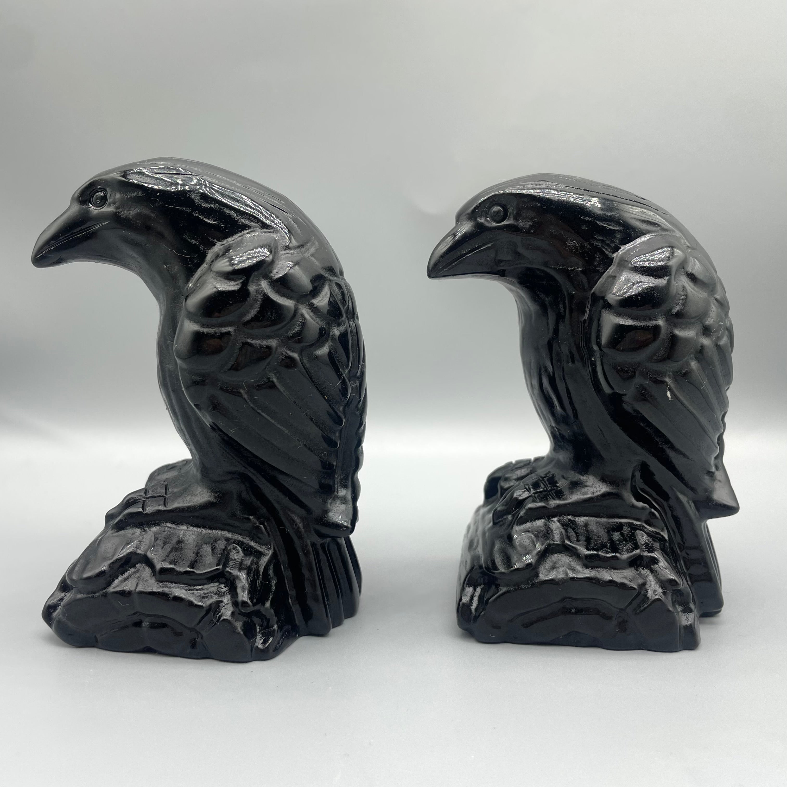 12CM Black Obsidian Raven Crow Carvings