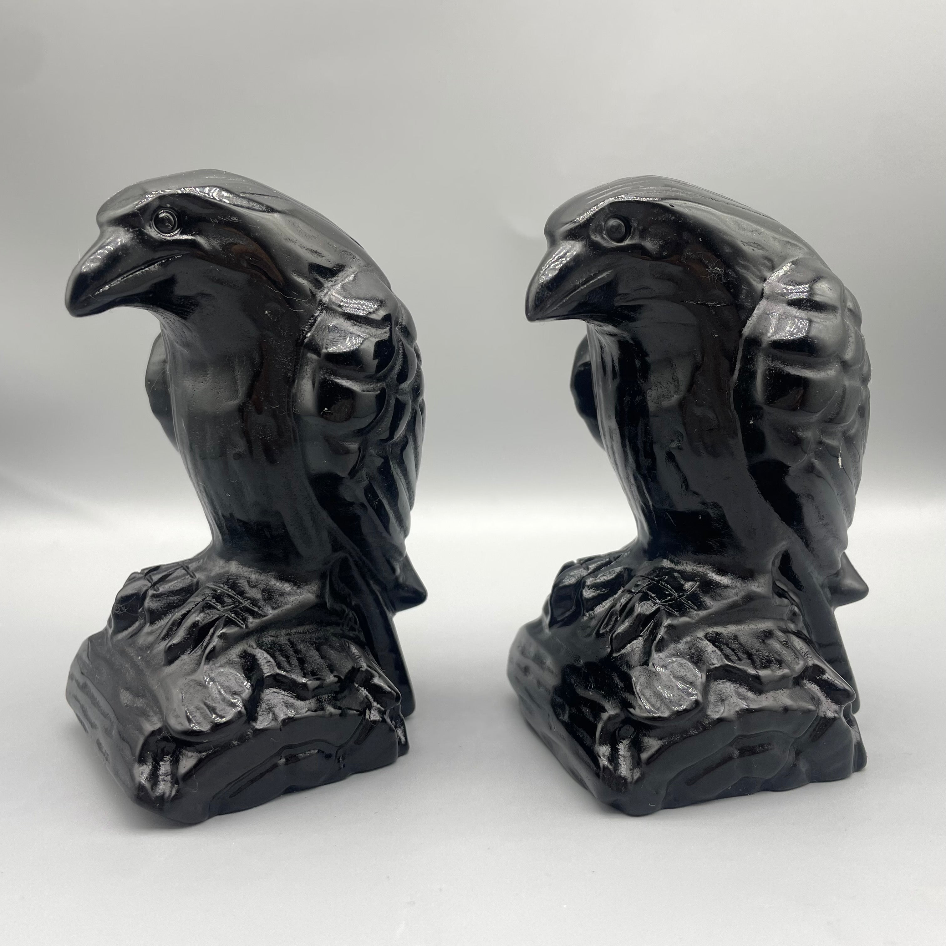 12CM Black Obsidian Raven Crow Carvings