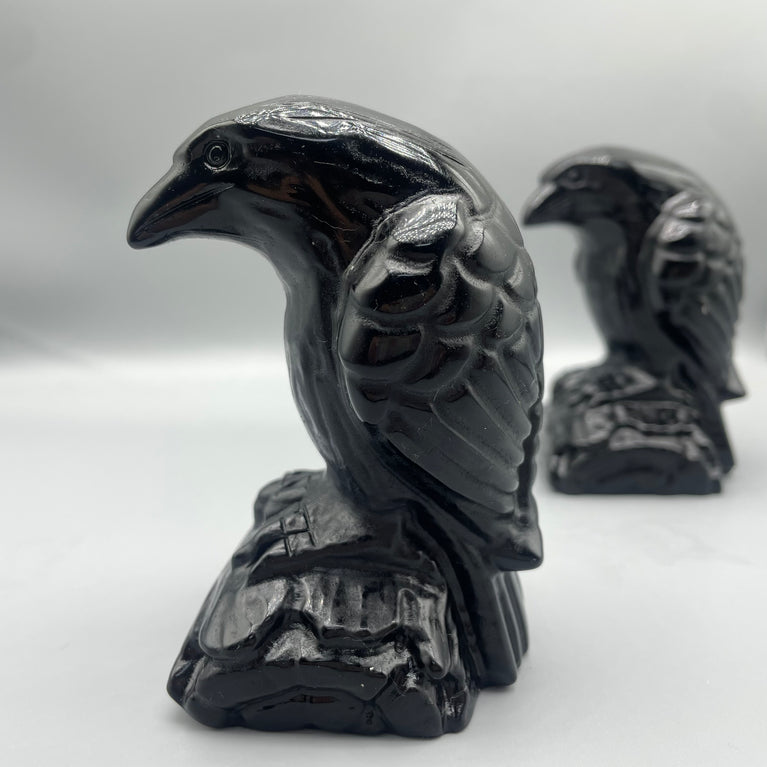 12CM Black Obsidian Eagle Carvings