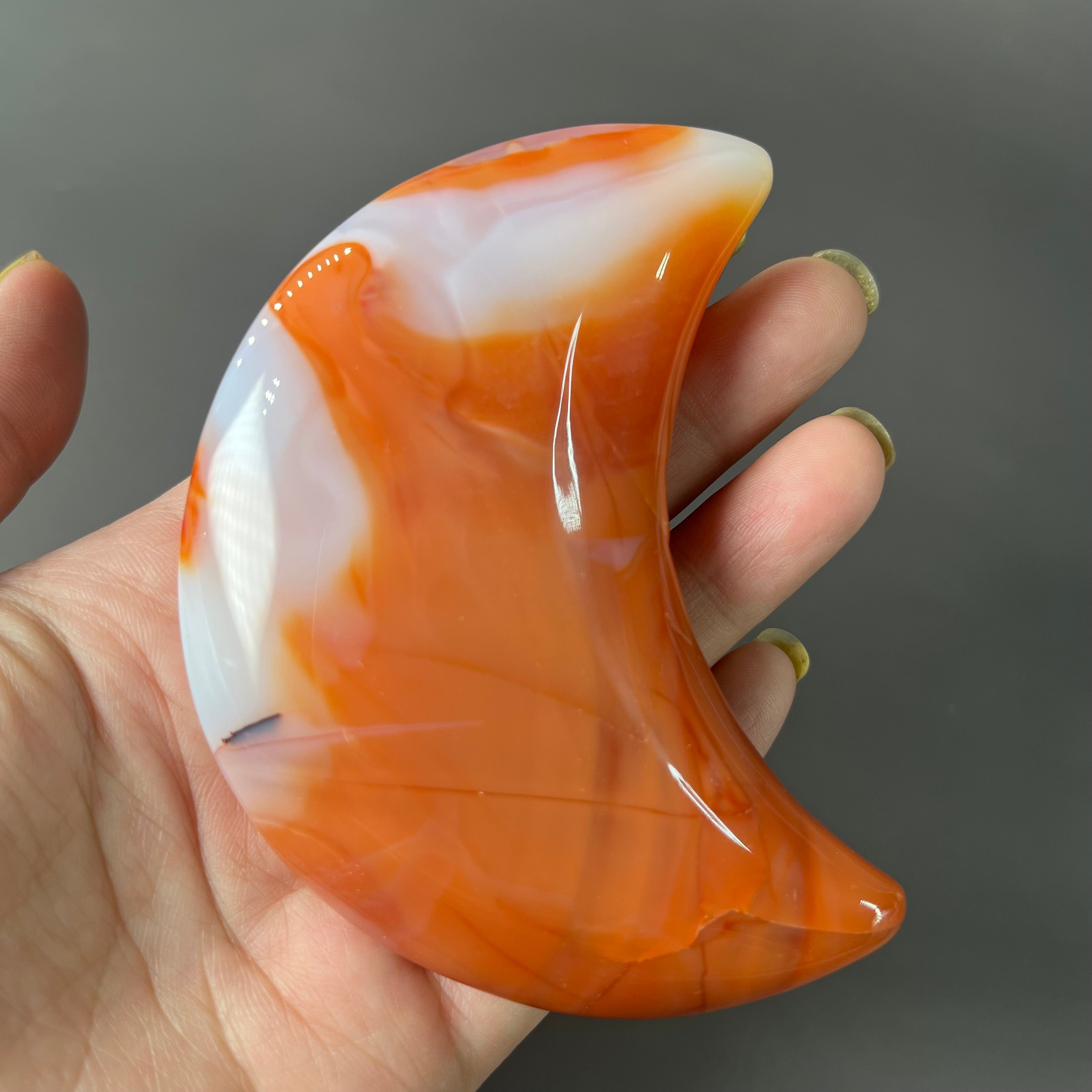 Natural Carnelian Moon on Stands (stands included)